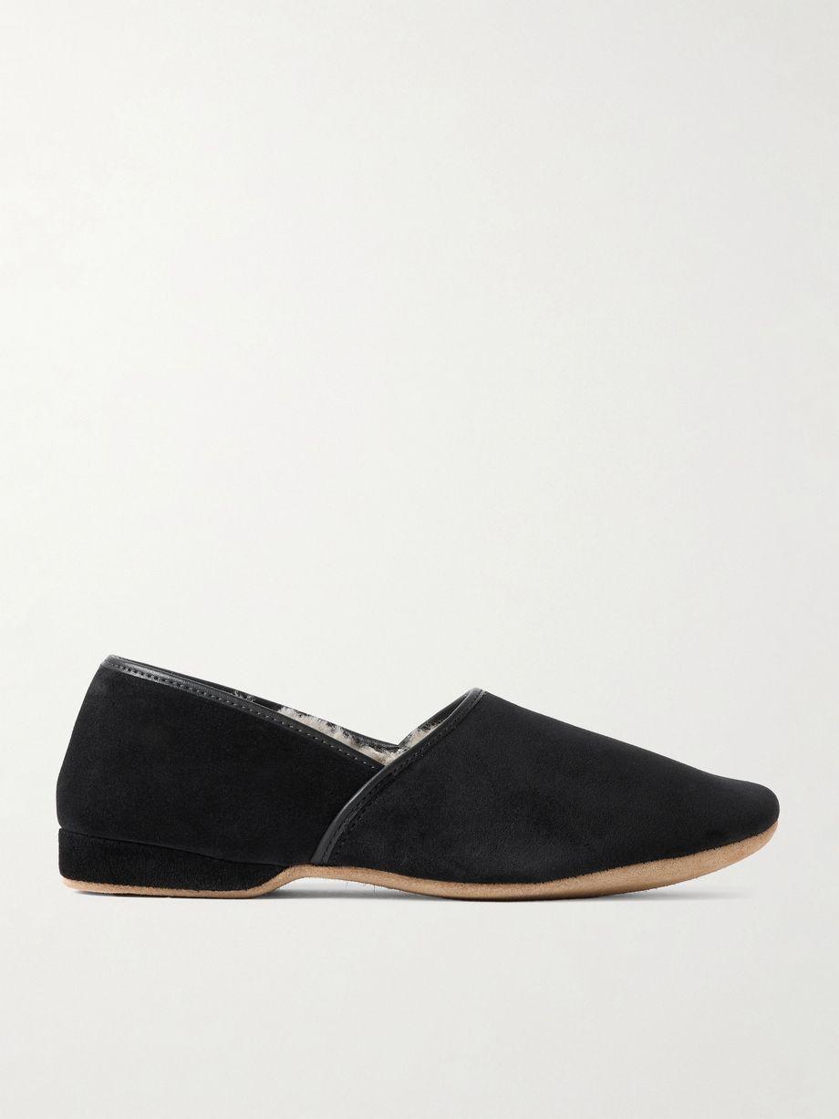 Crawford Shearling-Lined Suede Slippers by DEREK ROSE Crawford Shearling-Lined Suede Slippers by DEREK ROSE