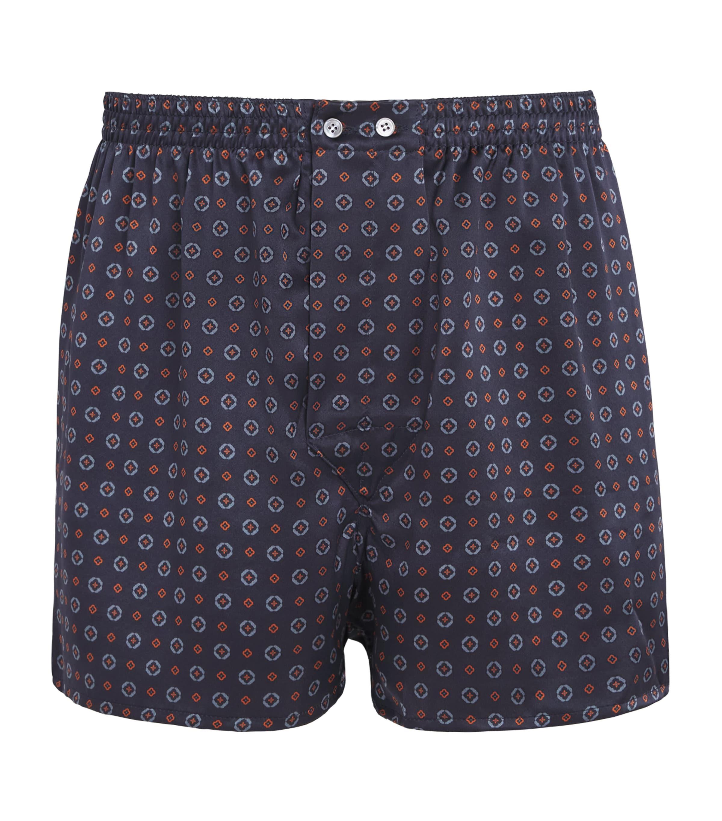 Derek Rose Silk Geo Print Traditional Boxer Shorts by DEREK ROSE