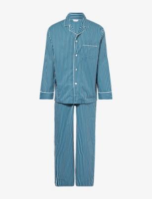 Royal Stripe Cotton Pyjama Set by DEREK ROSE