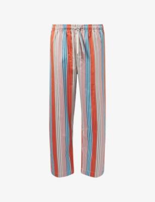 Wellington Stripe Cotton Satin Lounge Trousers by DEREK ROSE