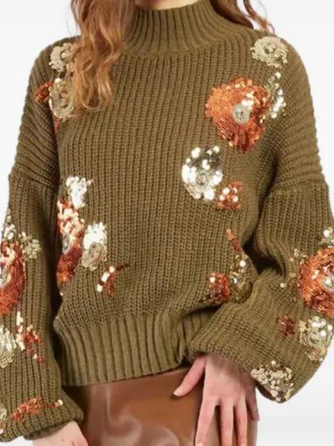 beaded sequin floral sweater by DERHY
