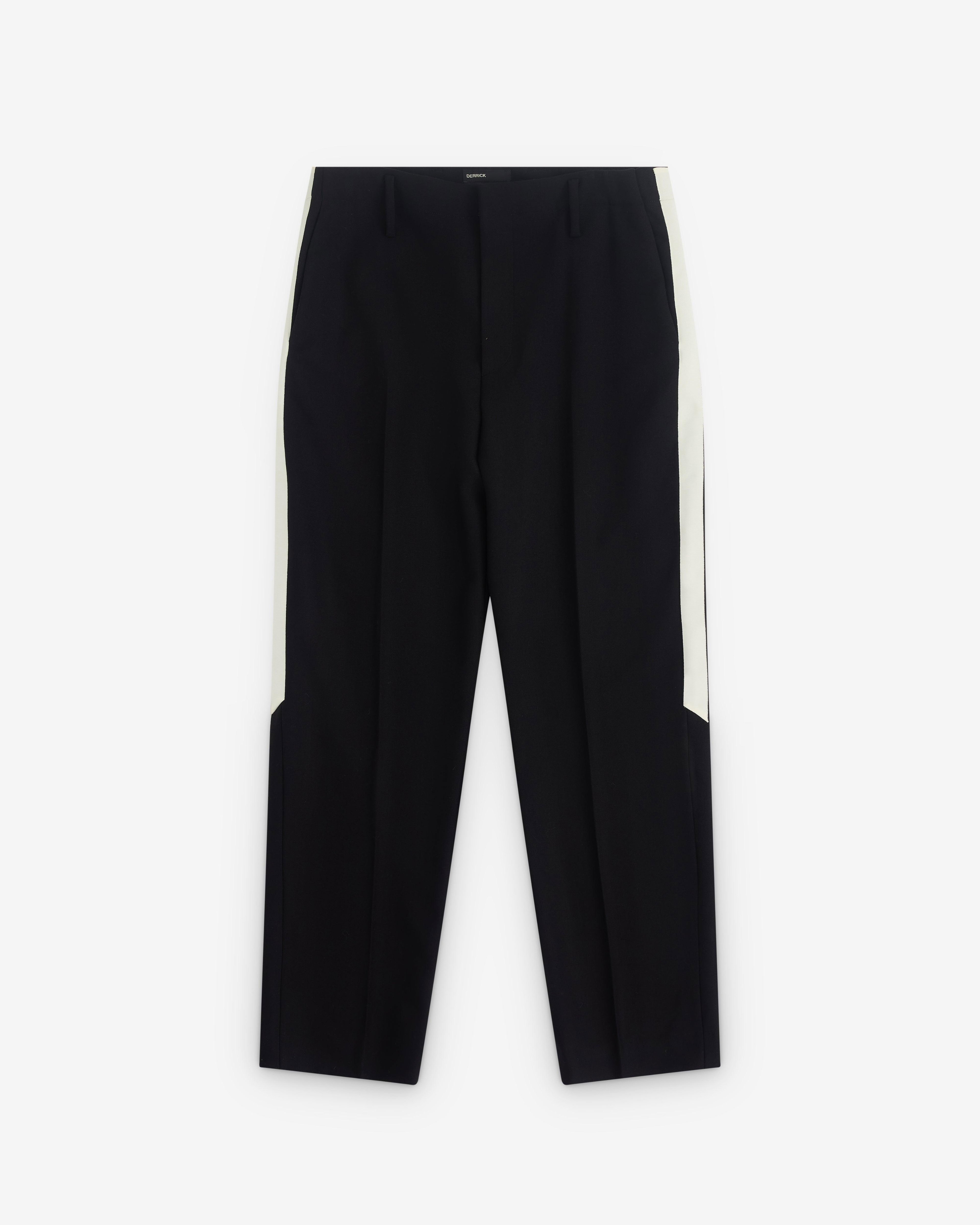 Derrick - Men’s Broken Stripe Suit Trouser - (Black) by DERRICK