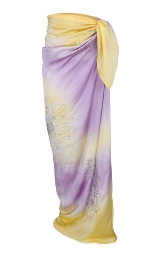 Crystal-Embellished Tie-Dyed Silk Pareo Maxi Skirt by DES_PHEMMES