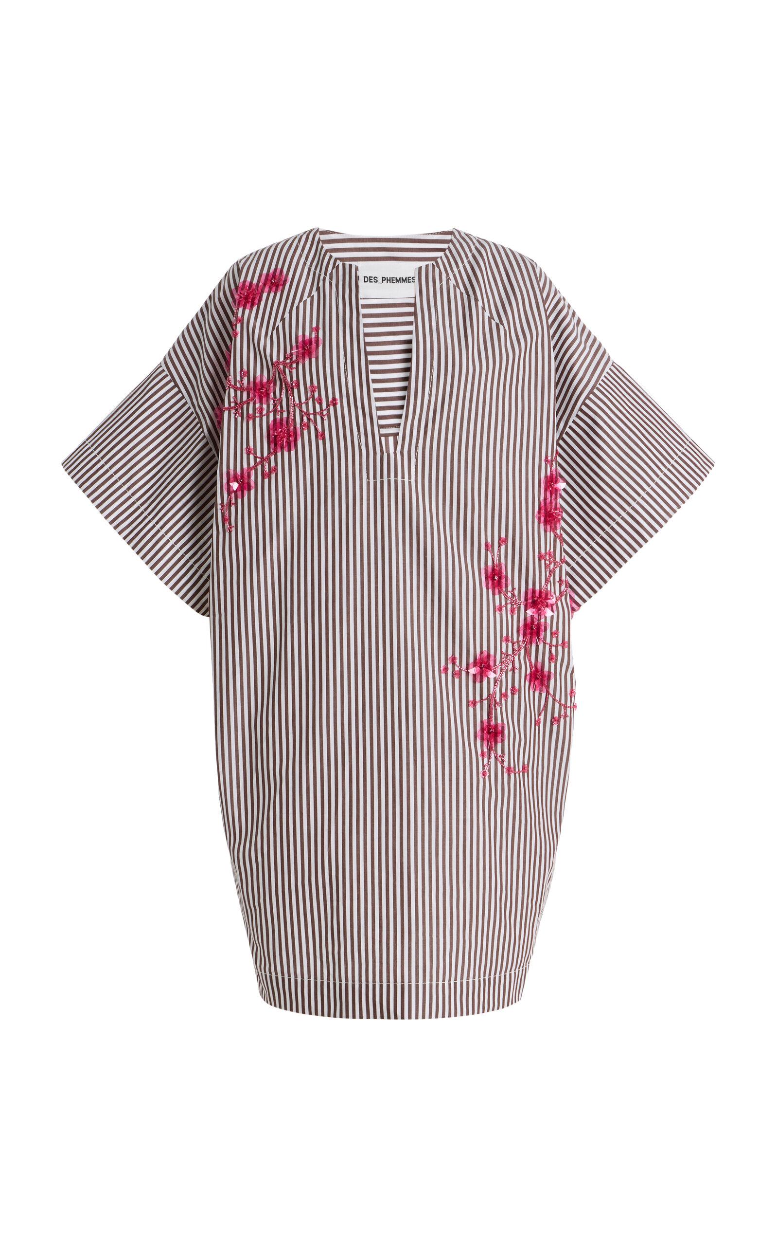 DES_PHEMMES Exclusive La Isla Cocoon Striped Cotton-Poplin Mini Dress - Moda Operandi by DES_PHEMMES