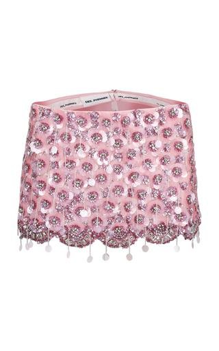 Flower Embroidered Silk Georgette Mini Skirt by DES_PHEMMES