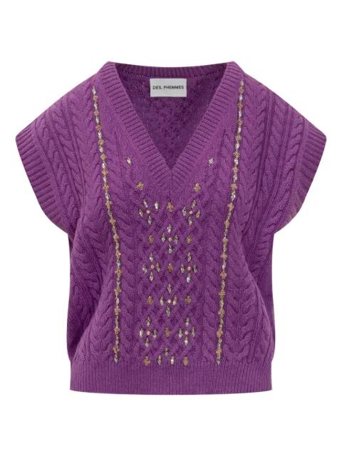 cable-knit embellished sweater by DES PHEMMES
