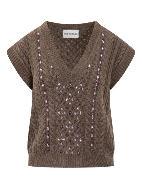 cable-knit embellished sweater by DES PHEMMES