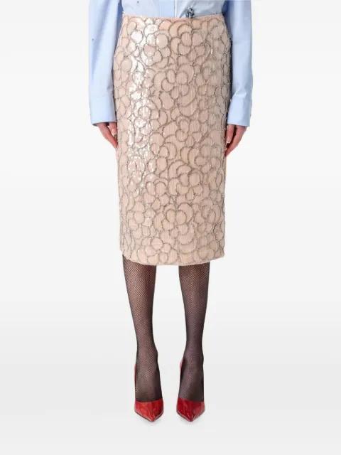 crystal-embellished sequined midi skirt by DES PHEMMES
