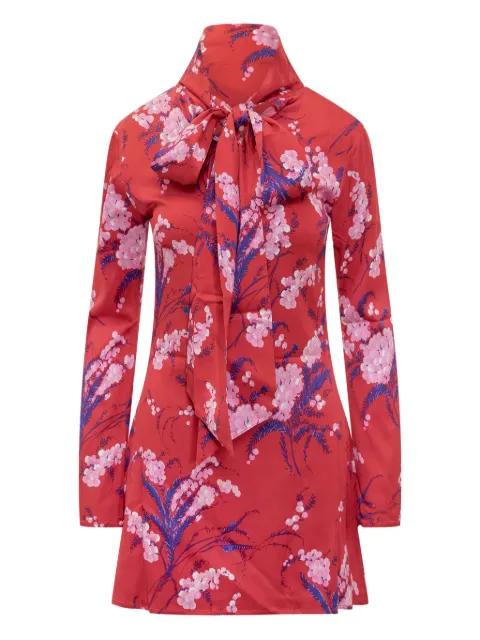 floral-print tie-neck mini dress by DES PHEMMES