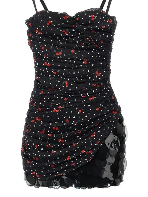 ruched cherry polka-dot dress by DES PHEMMES