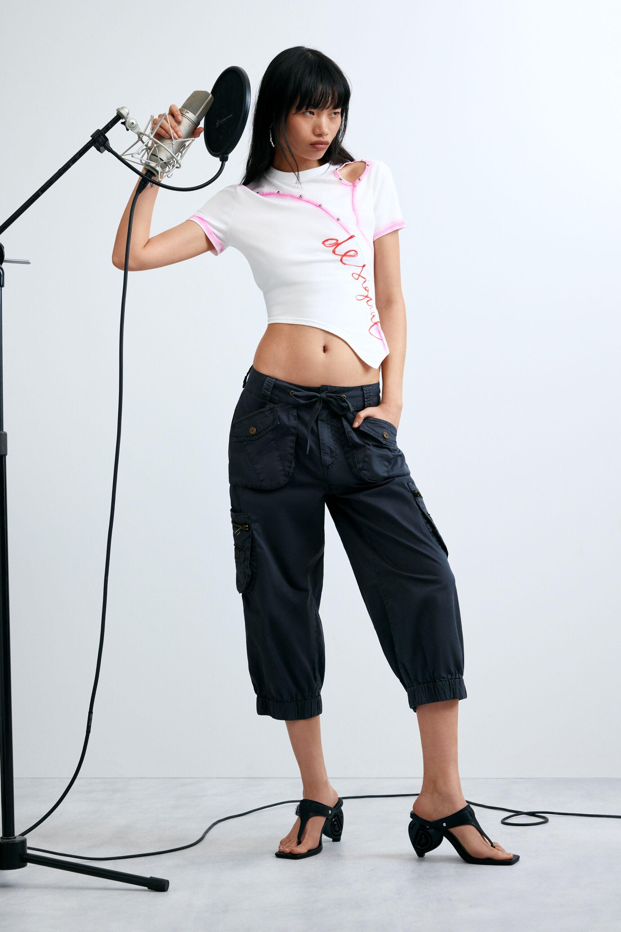 Asymmetric 100% Cotton T-shirt by DESIGUAL