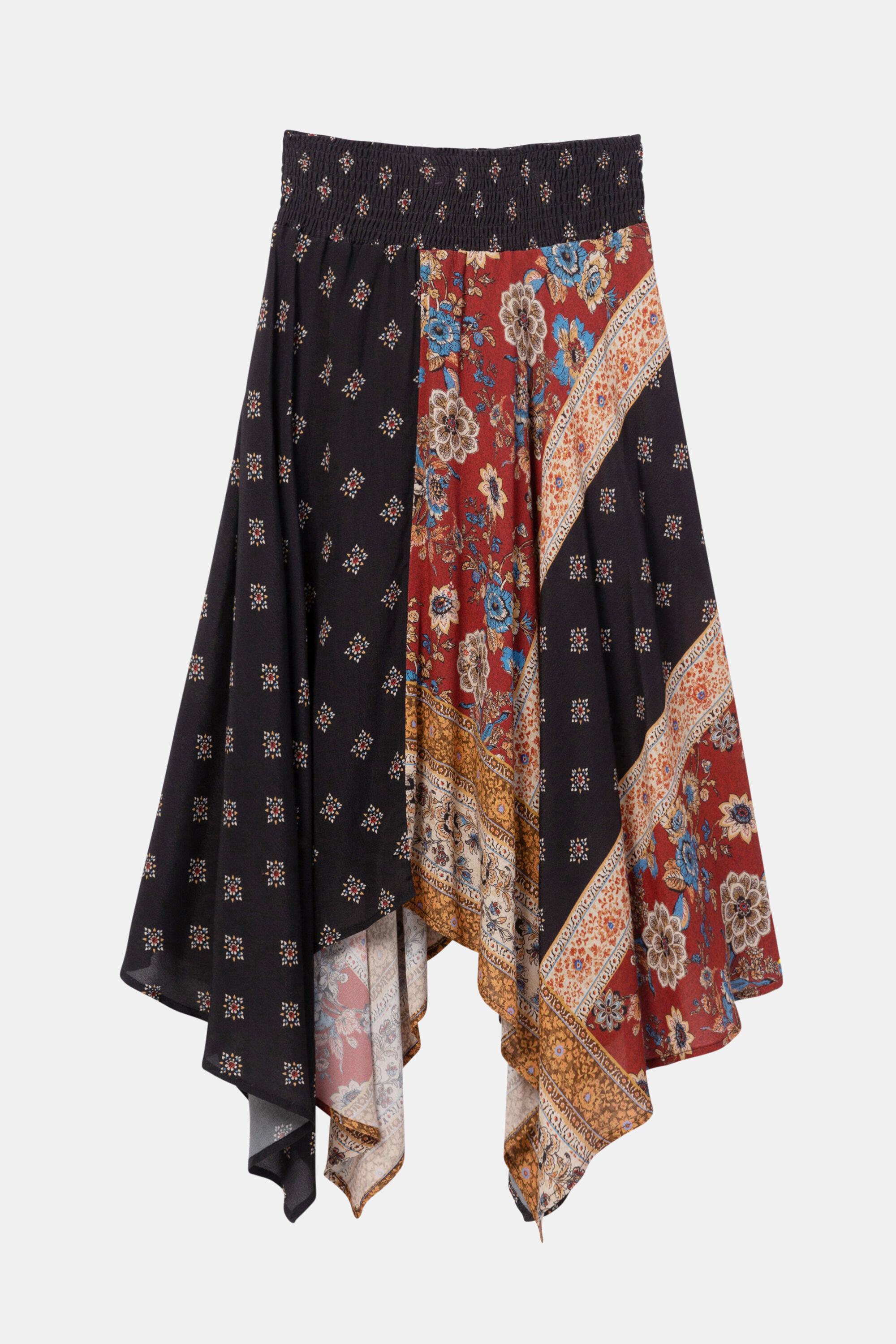 Asymmetric flared patch skirt by DESIGUAL