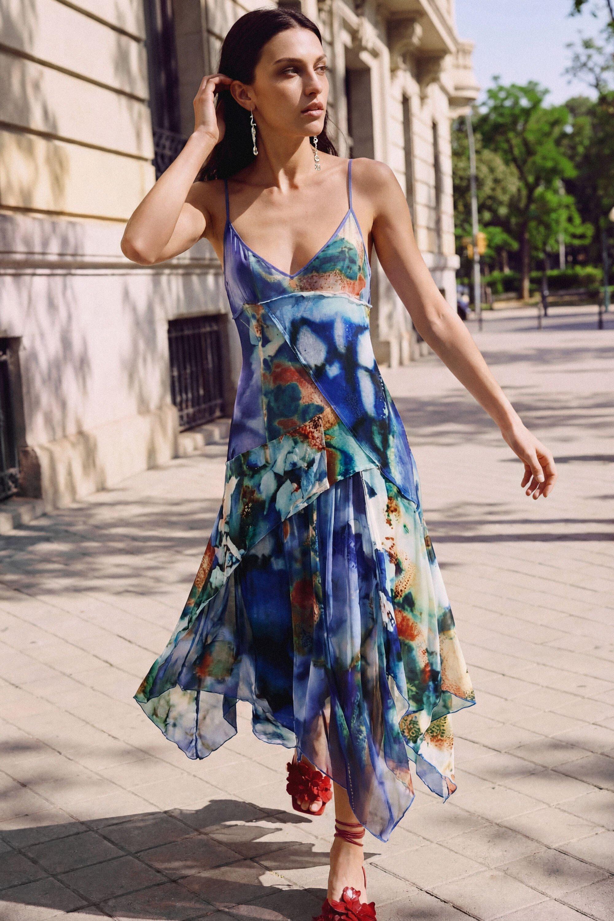 Asymmetric printed dress by DESIGUAL