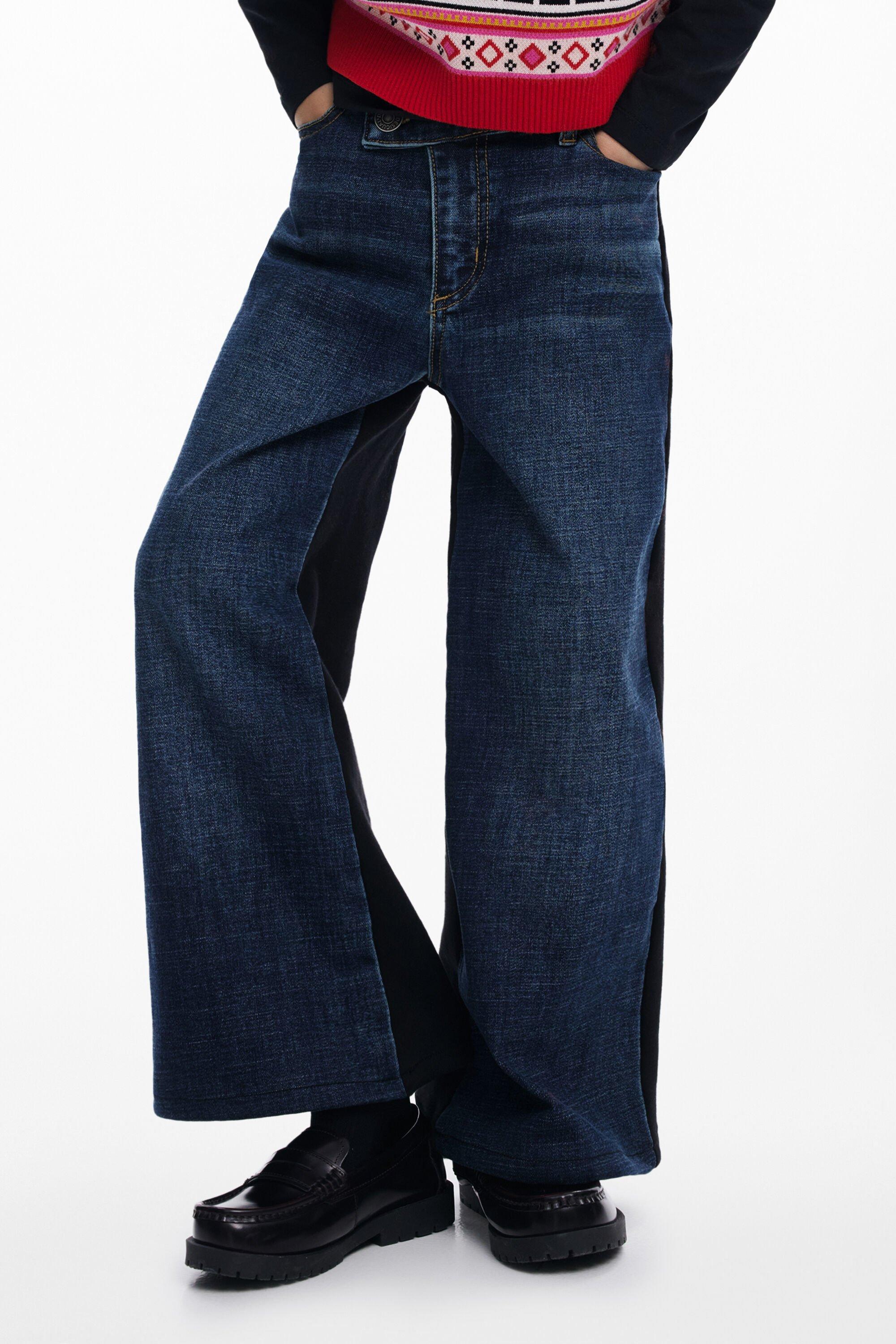Asymmetric waist combined jeans by DESIGUAL