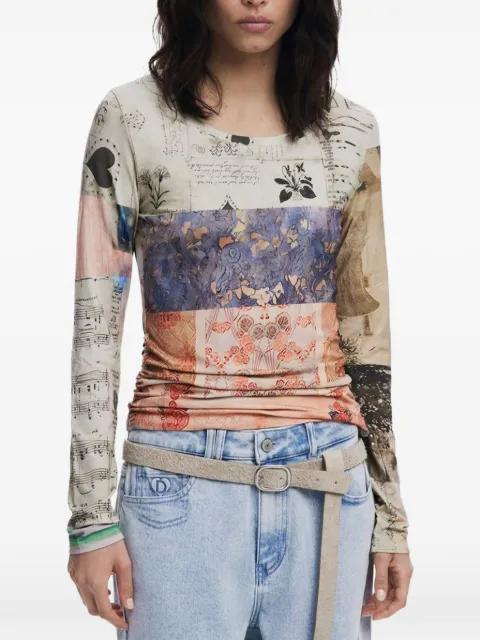 Collage Ruched long-sleeved T-shirt by DESIGUAL