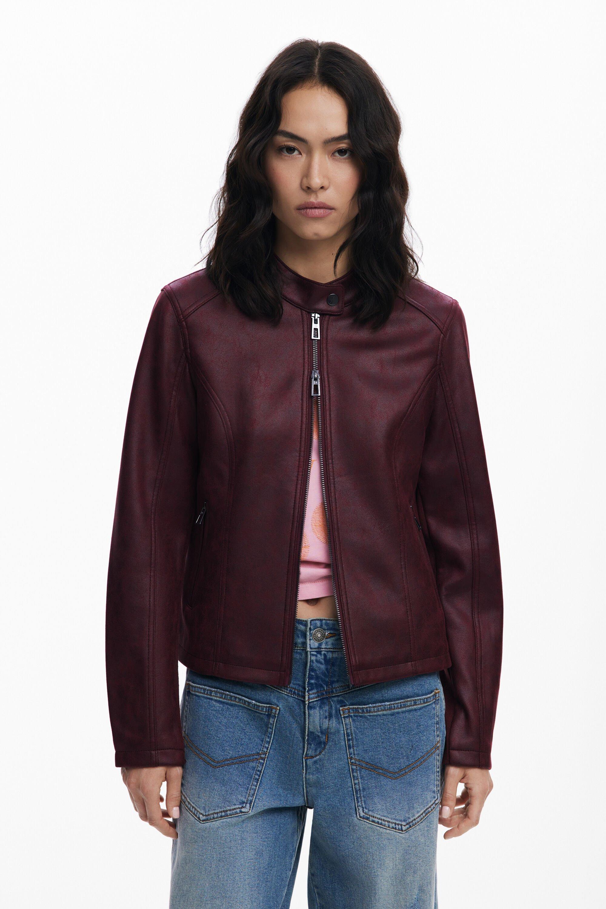 Combined faux leather jacket by DESIGUAL