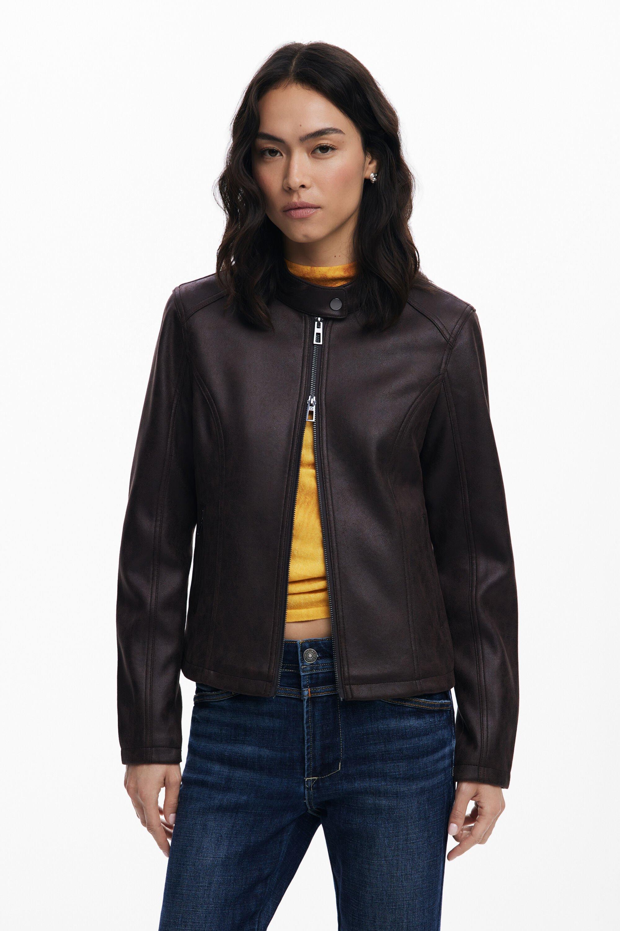 Combined faux leather jacket by DESIGUAL