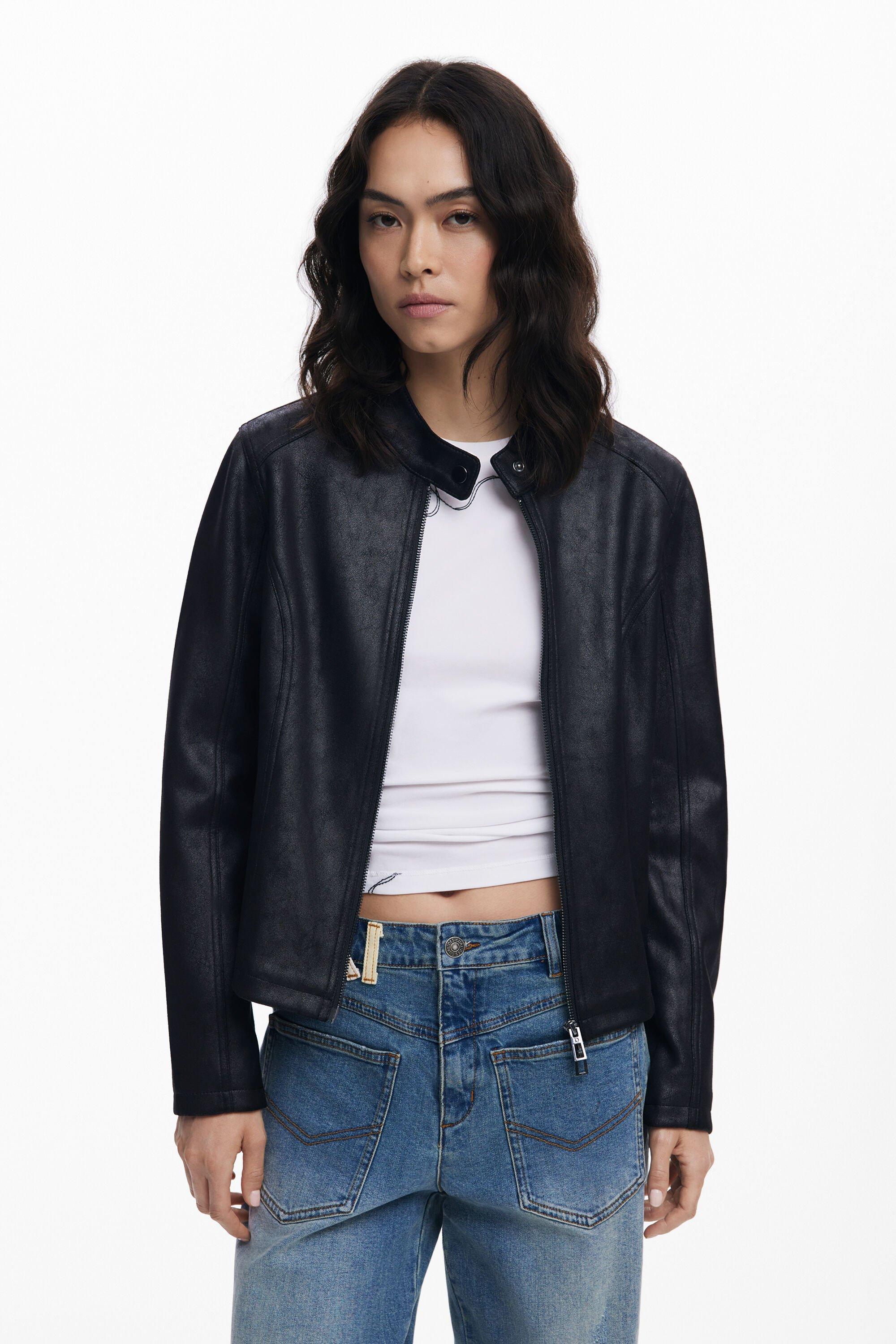 Combined faux leather jacket by DESIGUAL