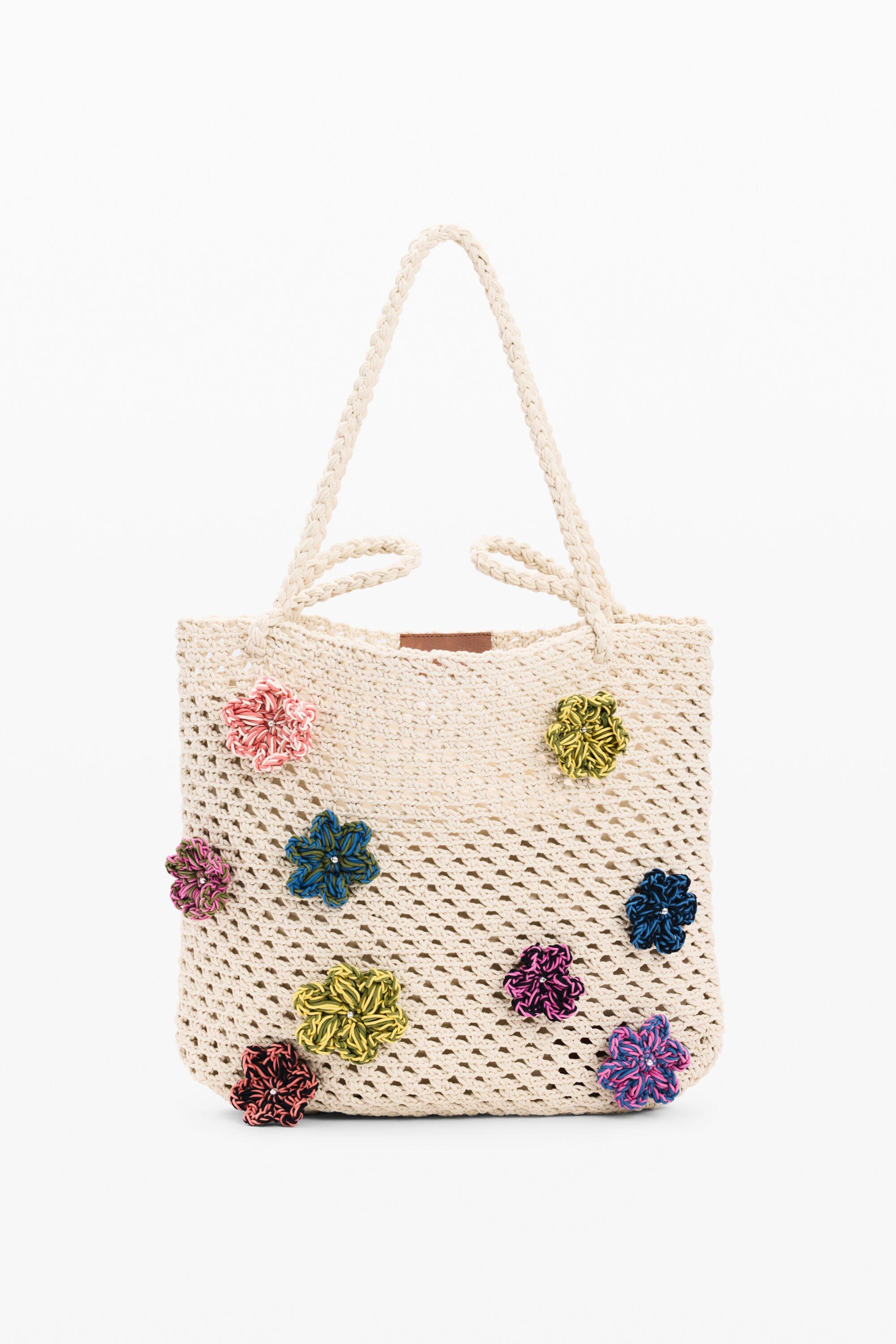 Crochet bag with flowers by DESIGUAL