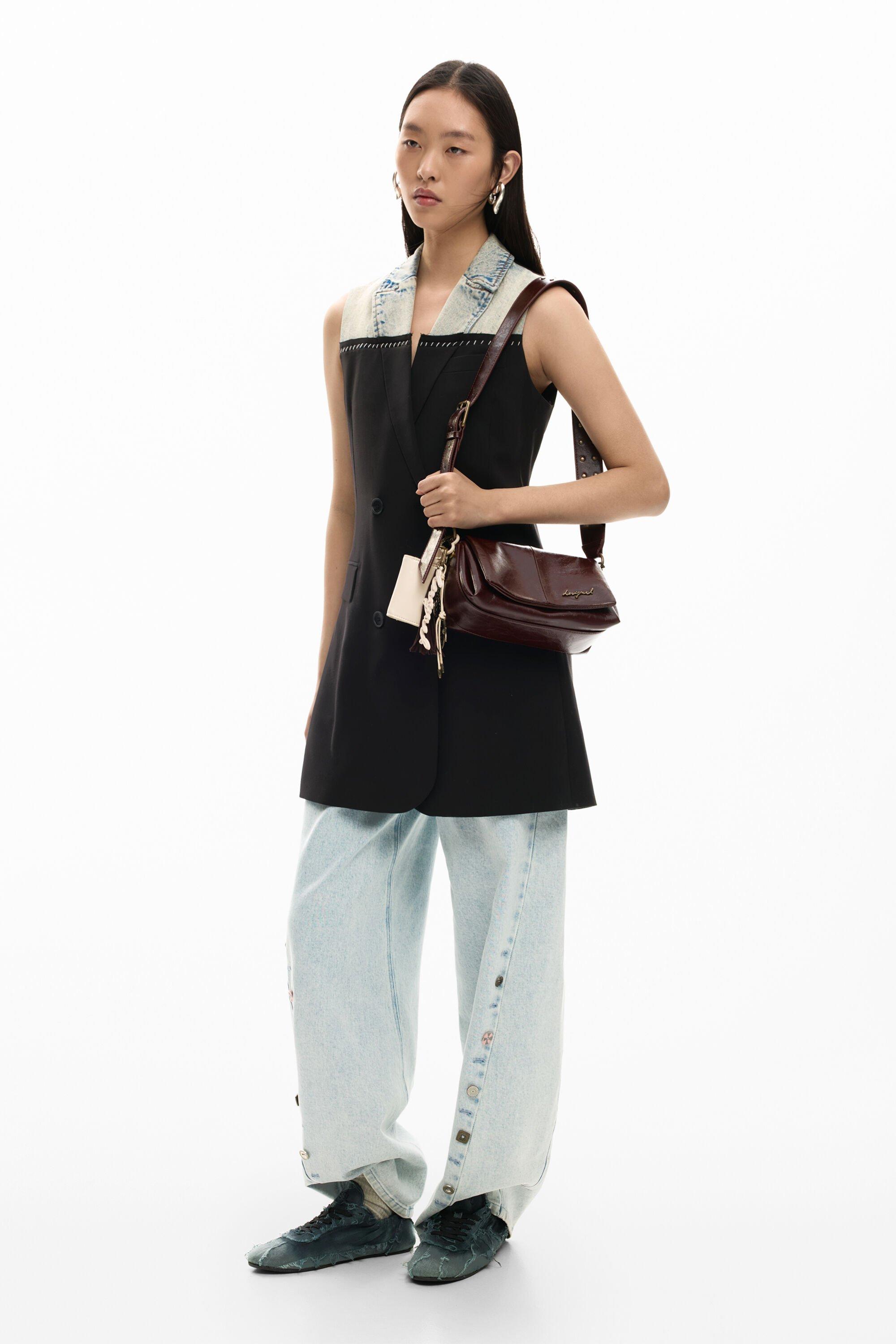 Crossed bimaterial dress by DESIGUAL