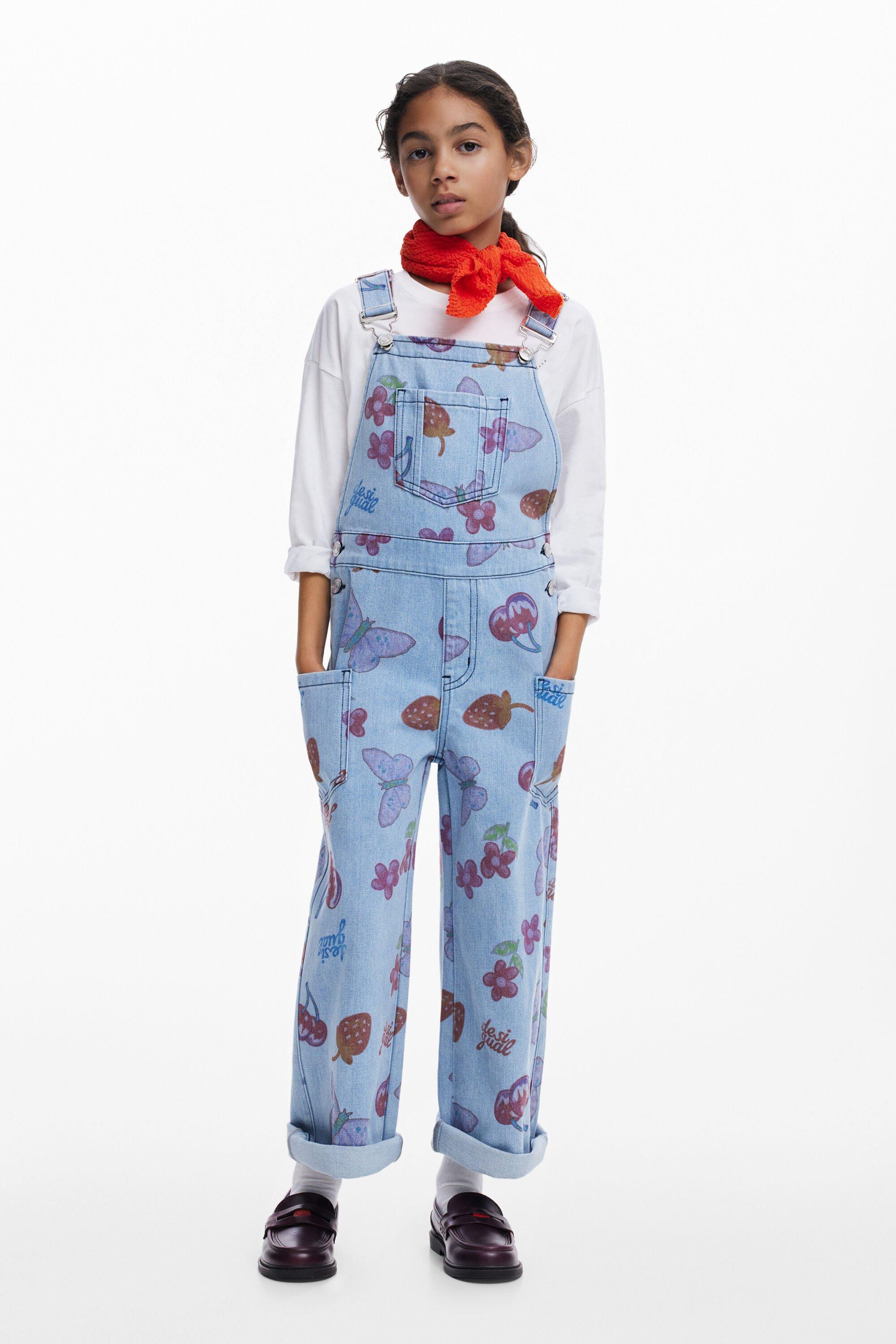 Denim dungarees with fruits by DESIGUAL