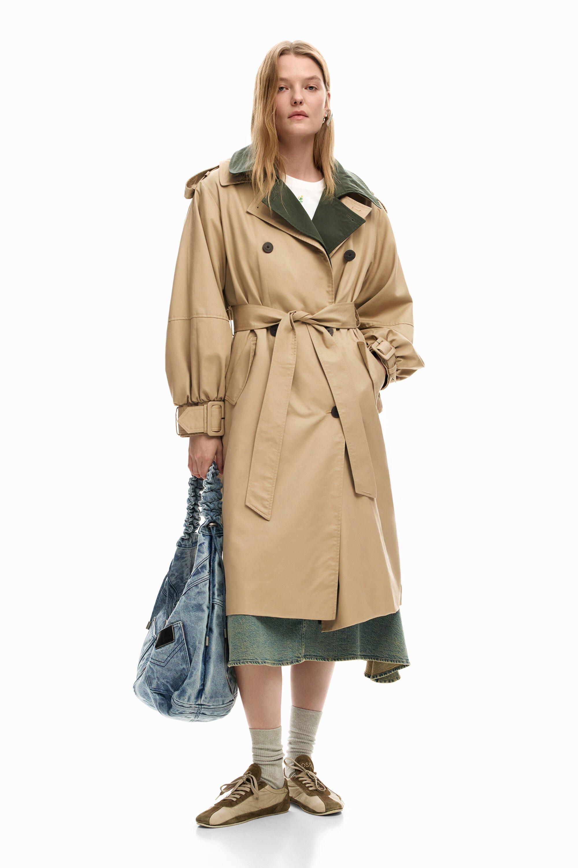 Detachable two-tone trench coat by undefined