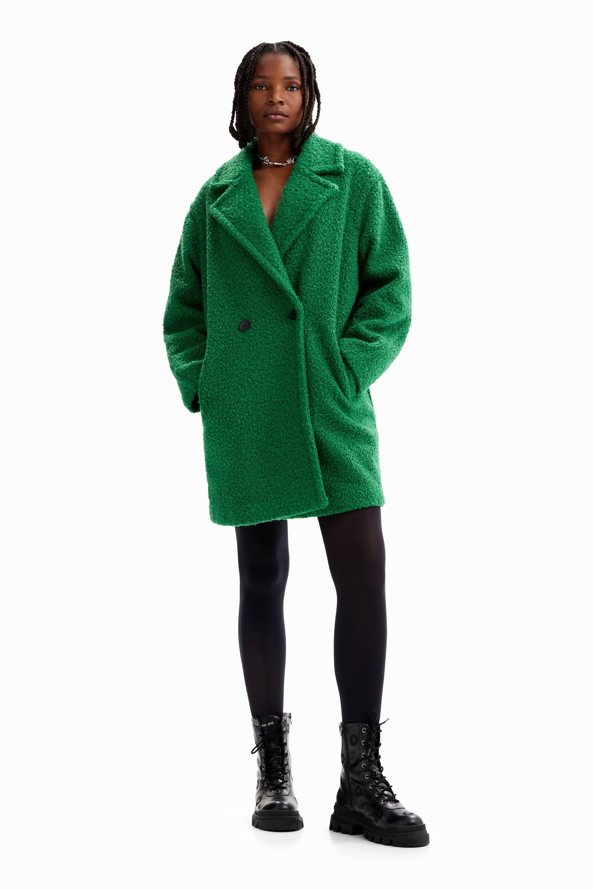 Double-breasted bouclé coat by DESIGUAL