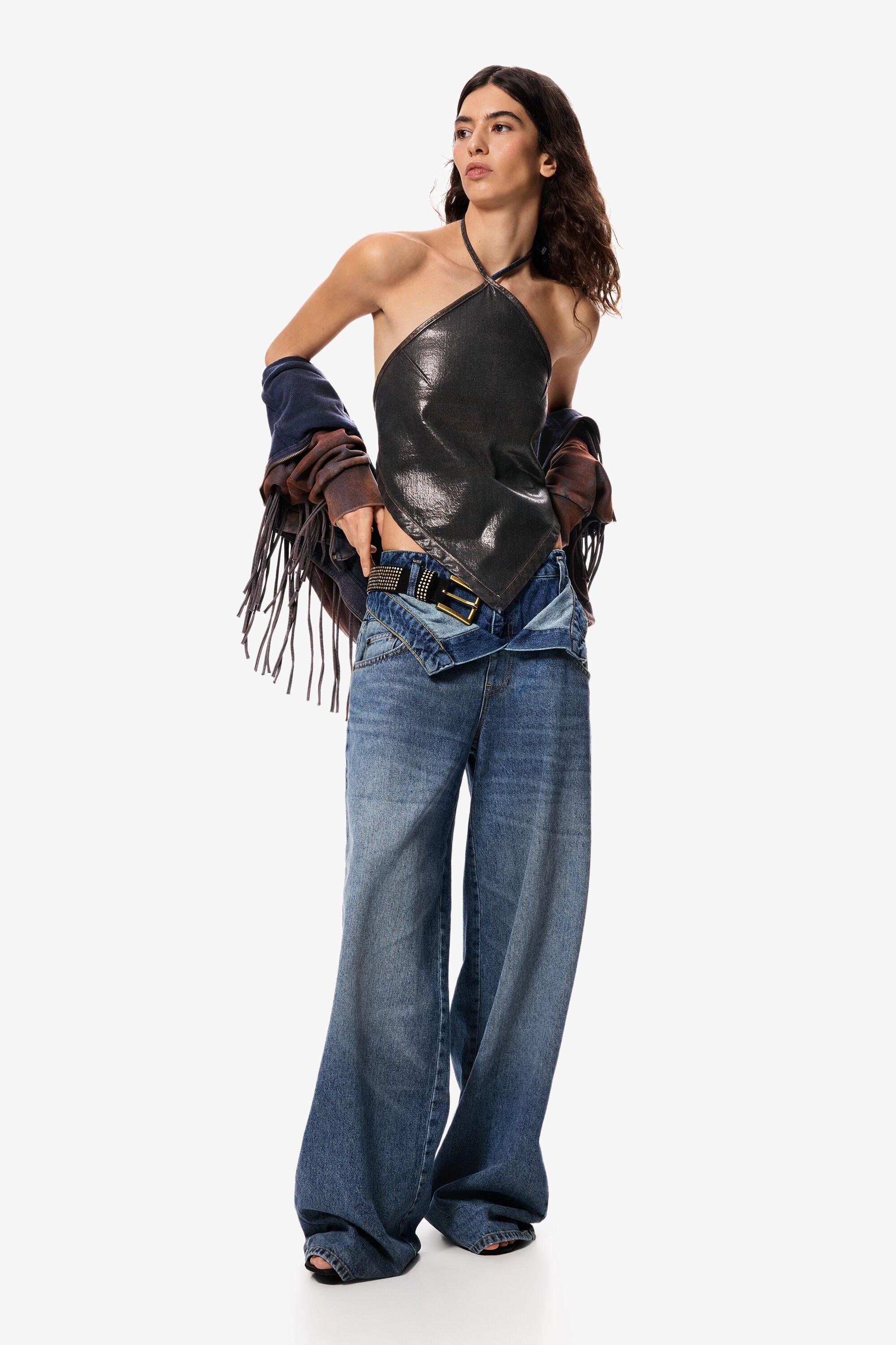 Double waistband denim trousers Masha Popova by DESIGUAL