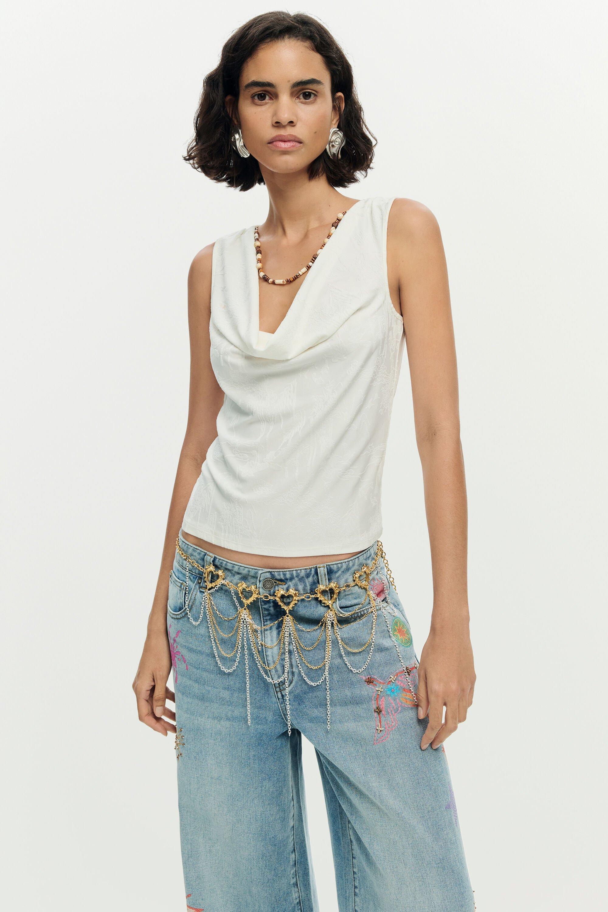 Draped sleeveless t-shirt by DESIGUAL