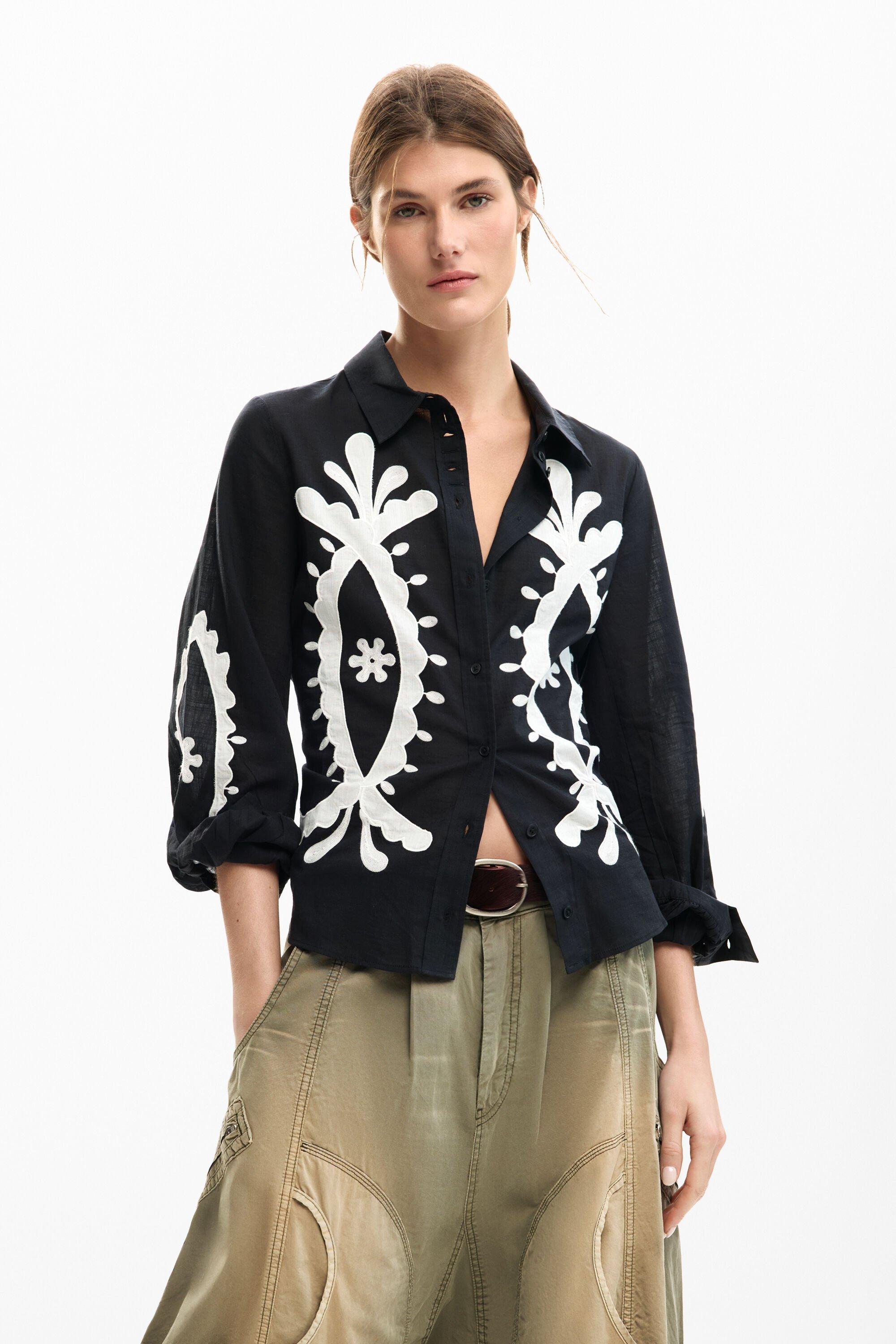 Embroidered balloon sleeve shirt by DESIGUAL