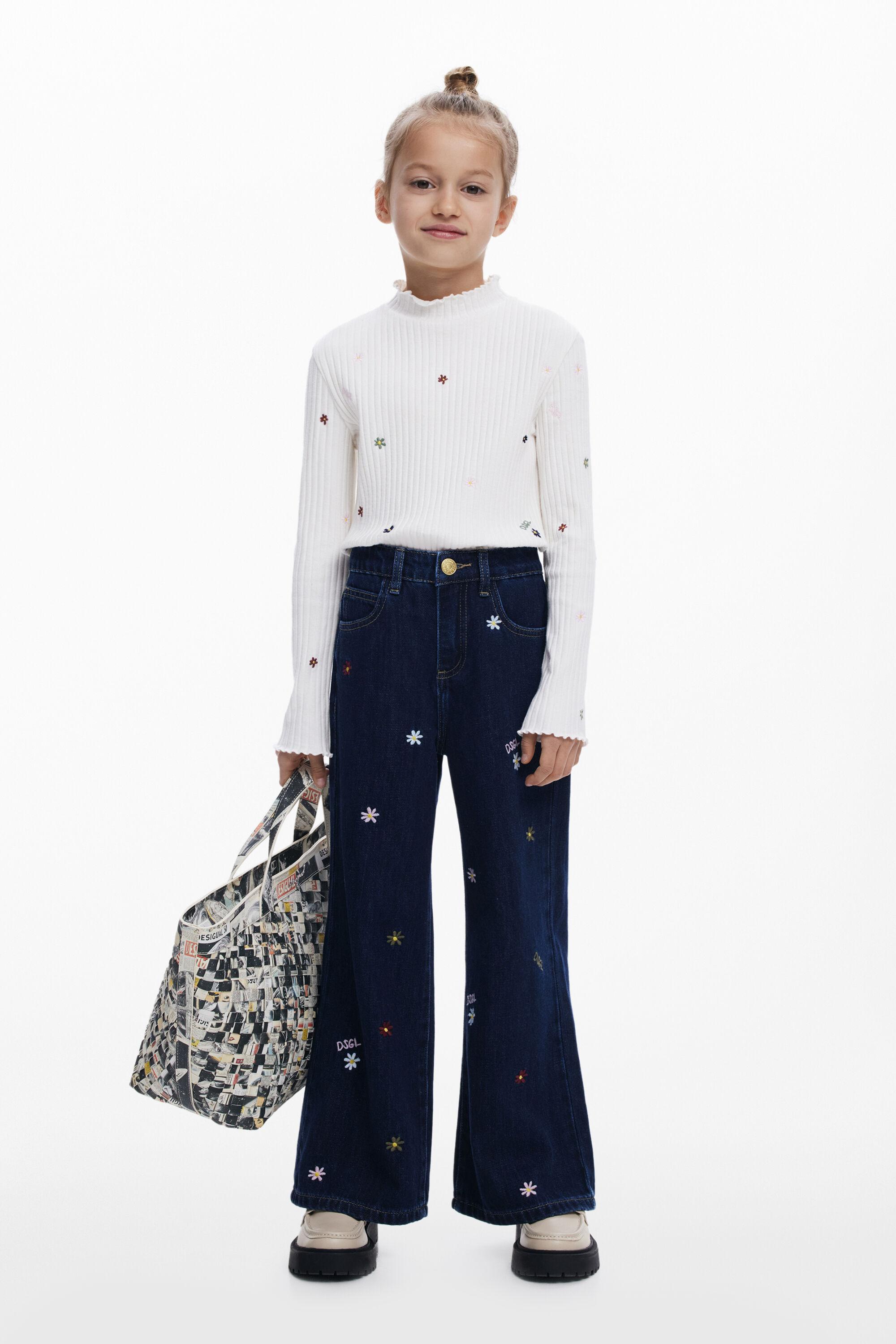 Embroidered cropped wide jeans by DESIGUAL