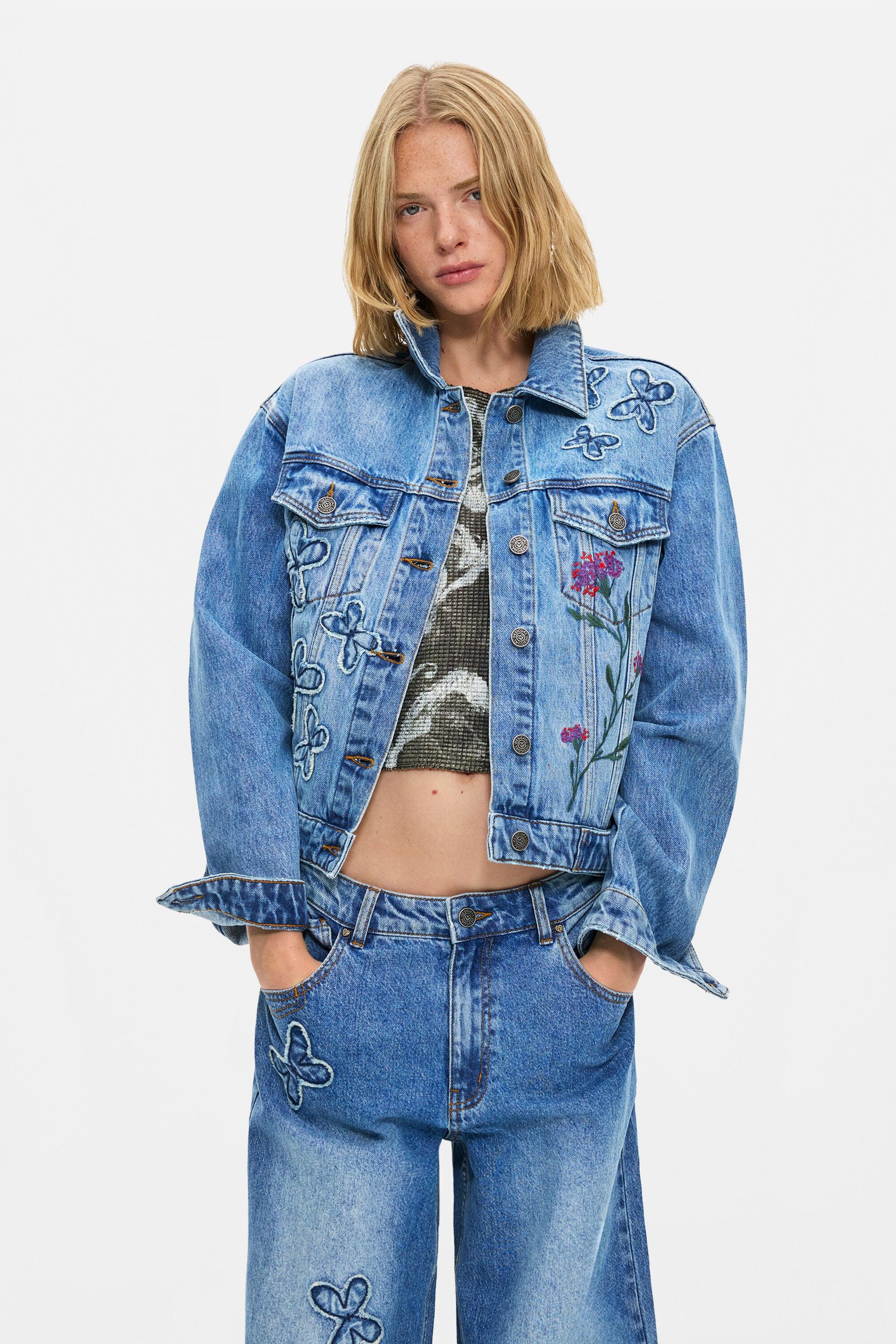 Embroidered denim jacket 100% cotton by DESIGUAL