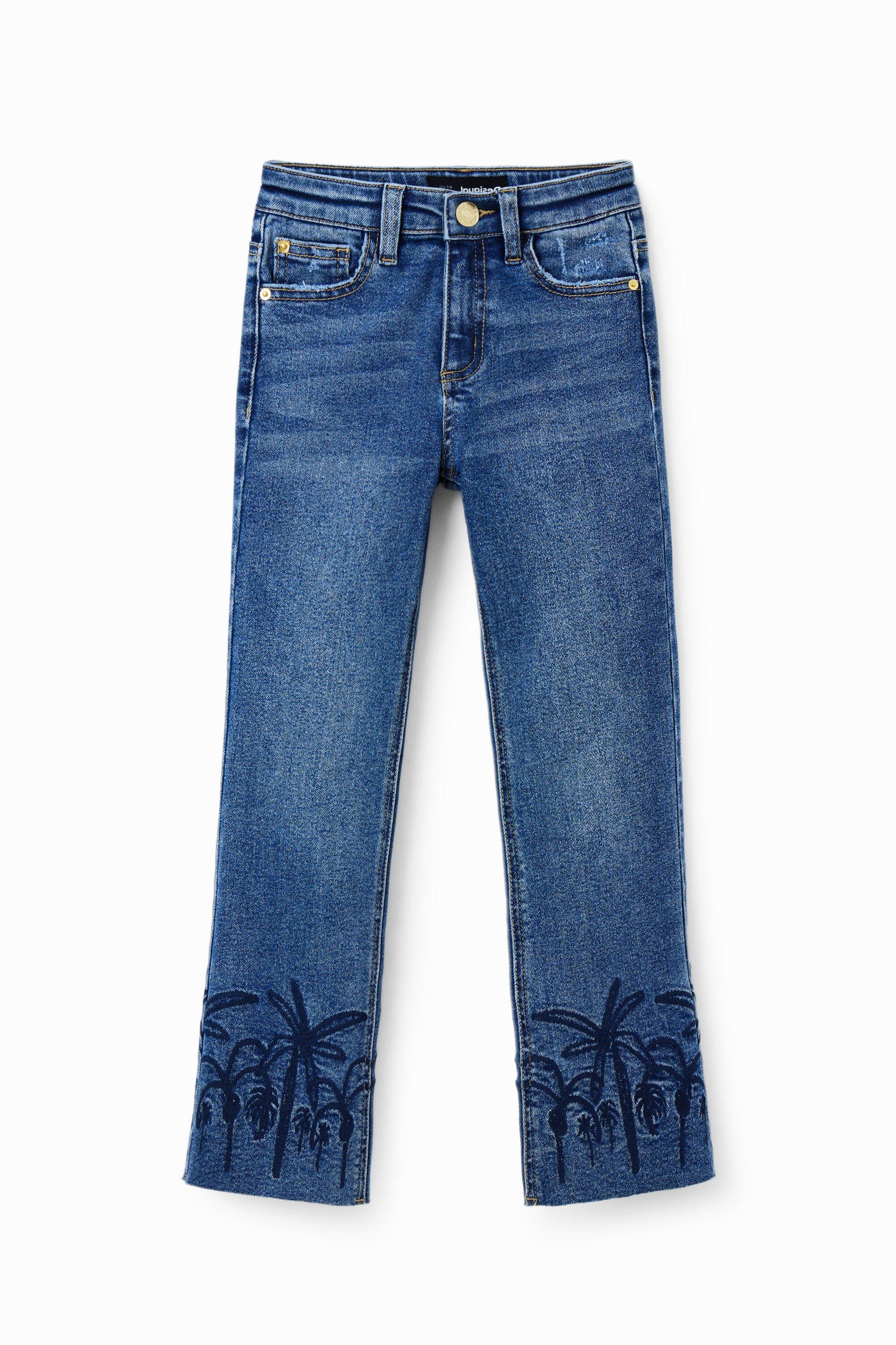 Embroidered long flare jeans by DESIGUAL