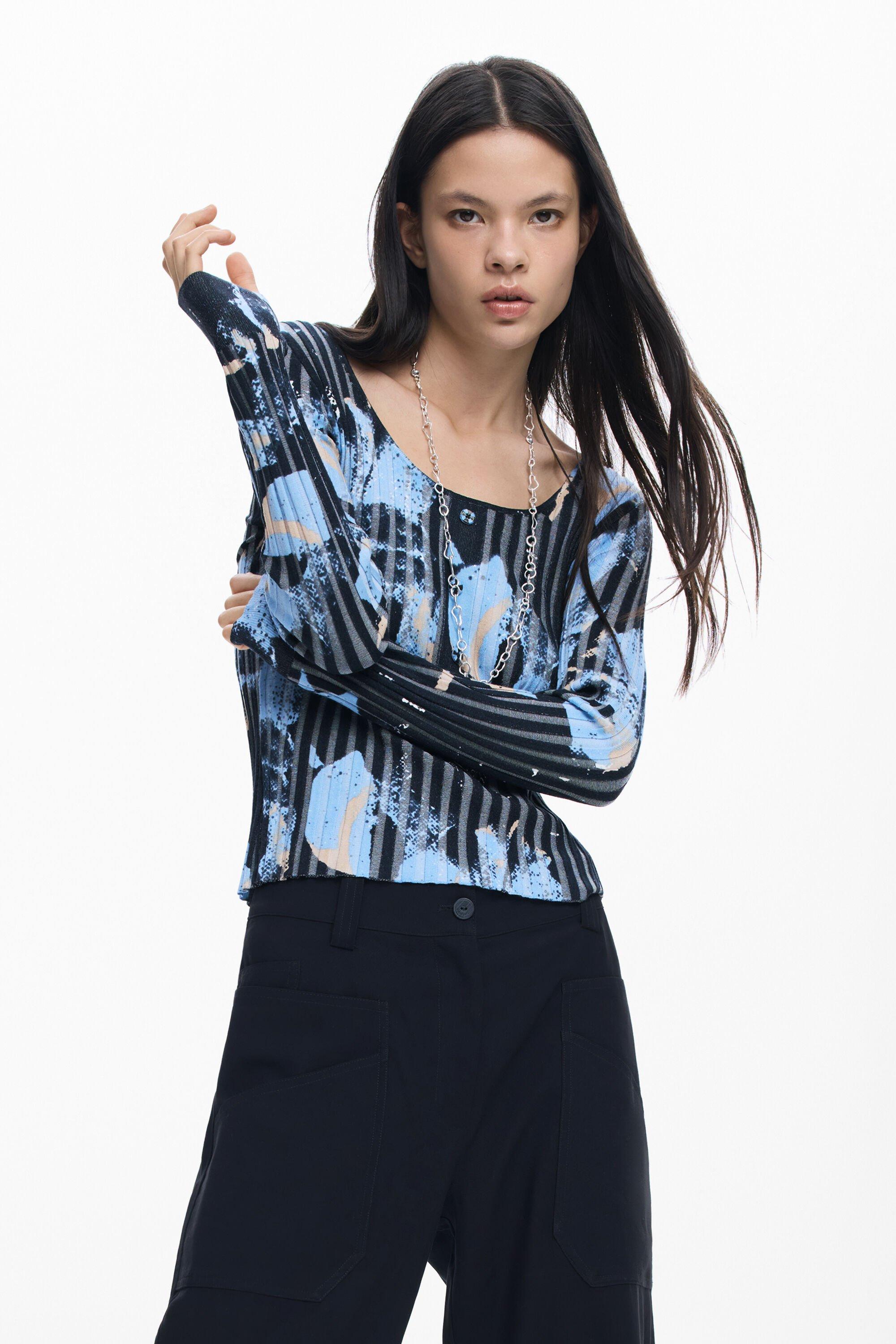 Fine Floral-Texture Sweater by DESIGUAL