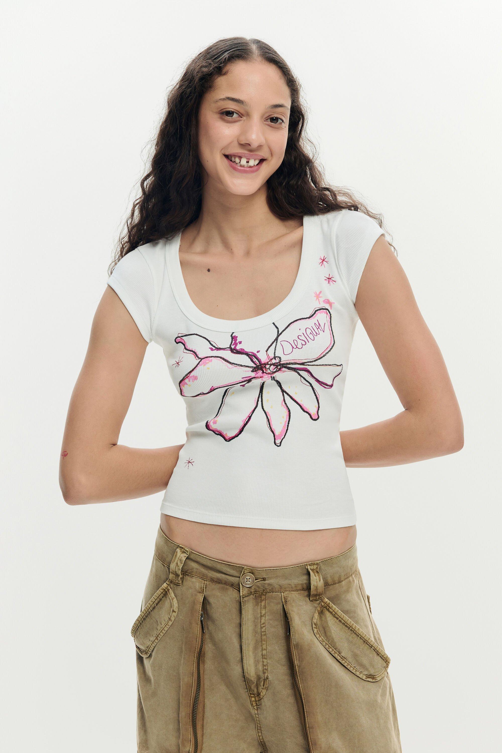 Fitted flower t-shirt by DESIGUAL
