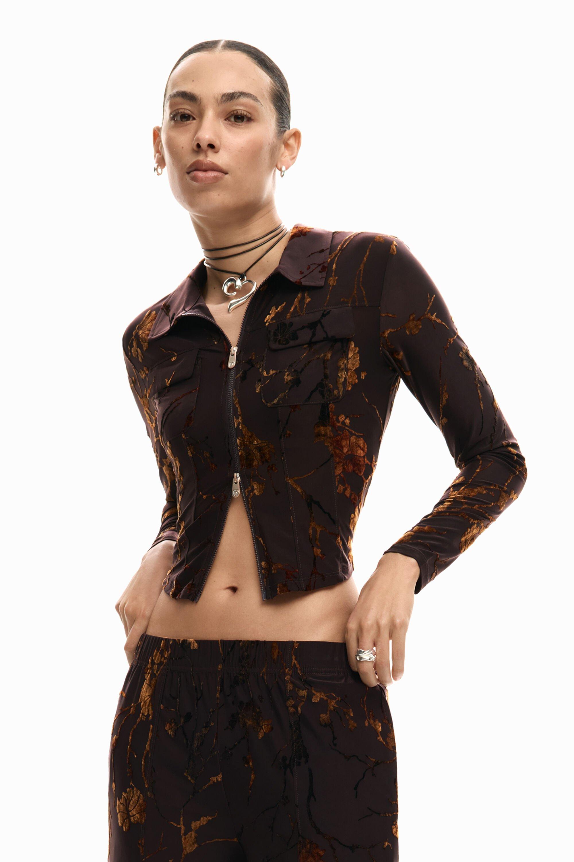 Flocked zipper shirt by DESIGUAL