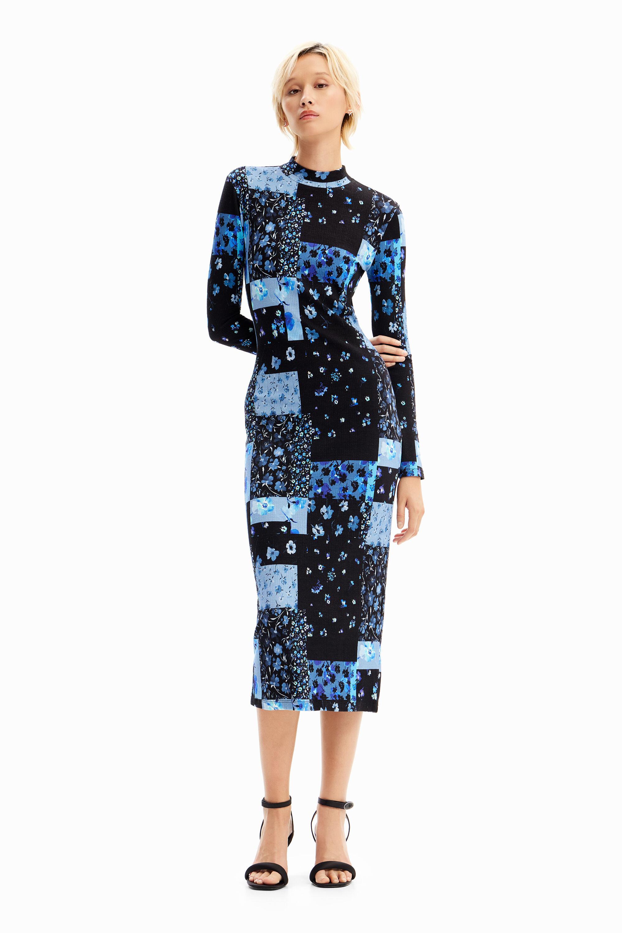 Floral ribbed midi dress by DESIGUAL