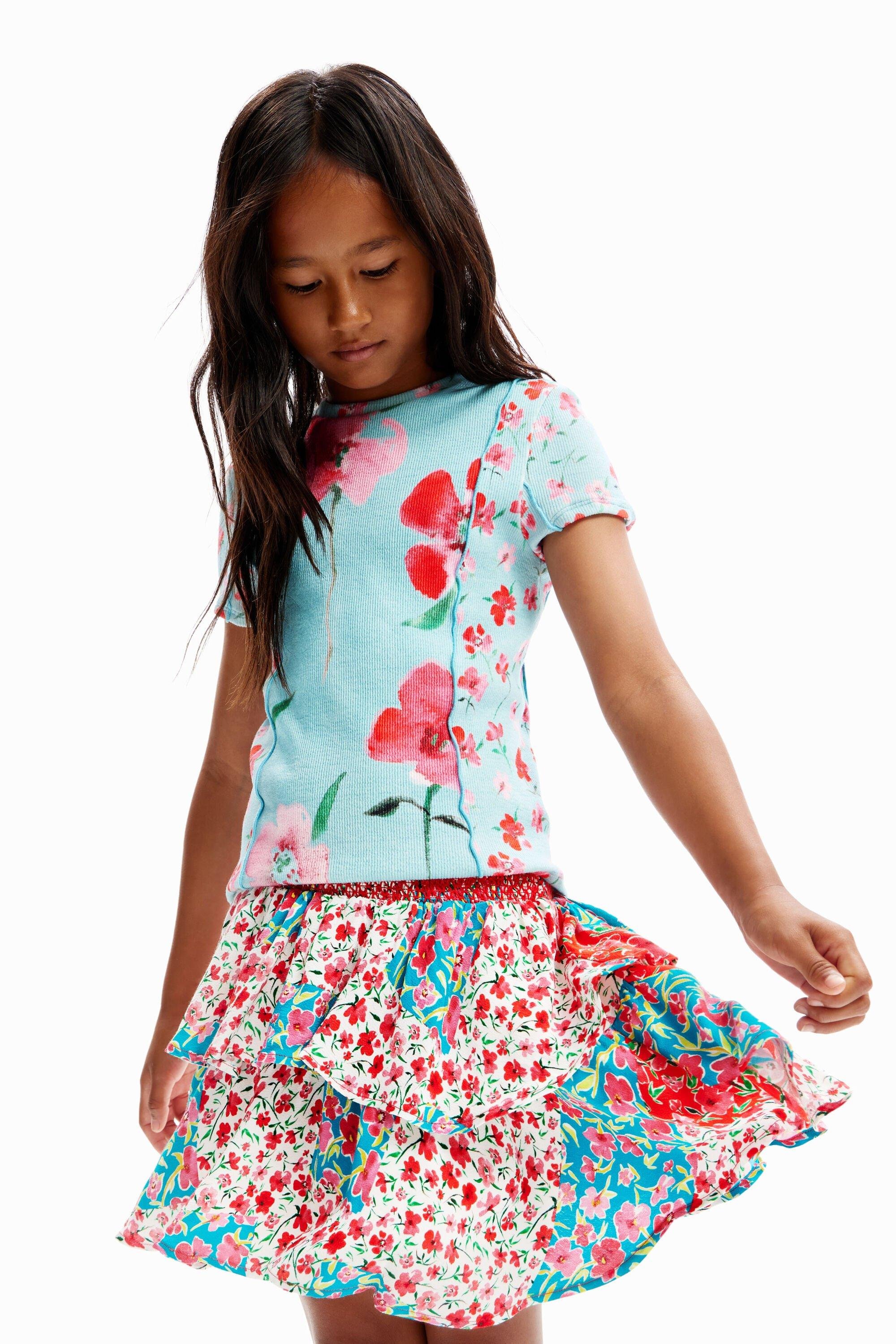 Floral ruffled mini skirt by DESIGUAL