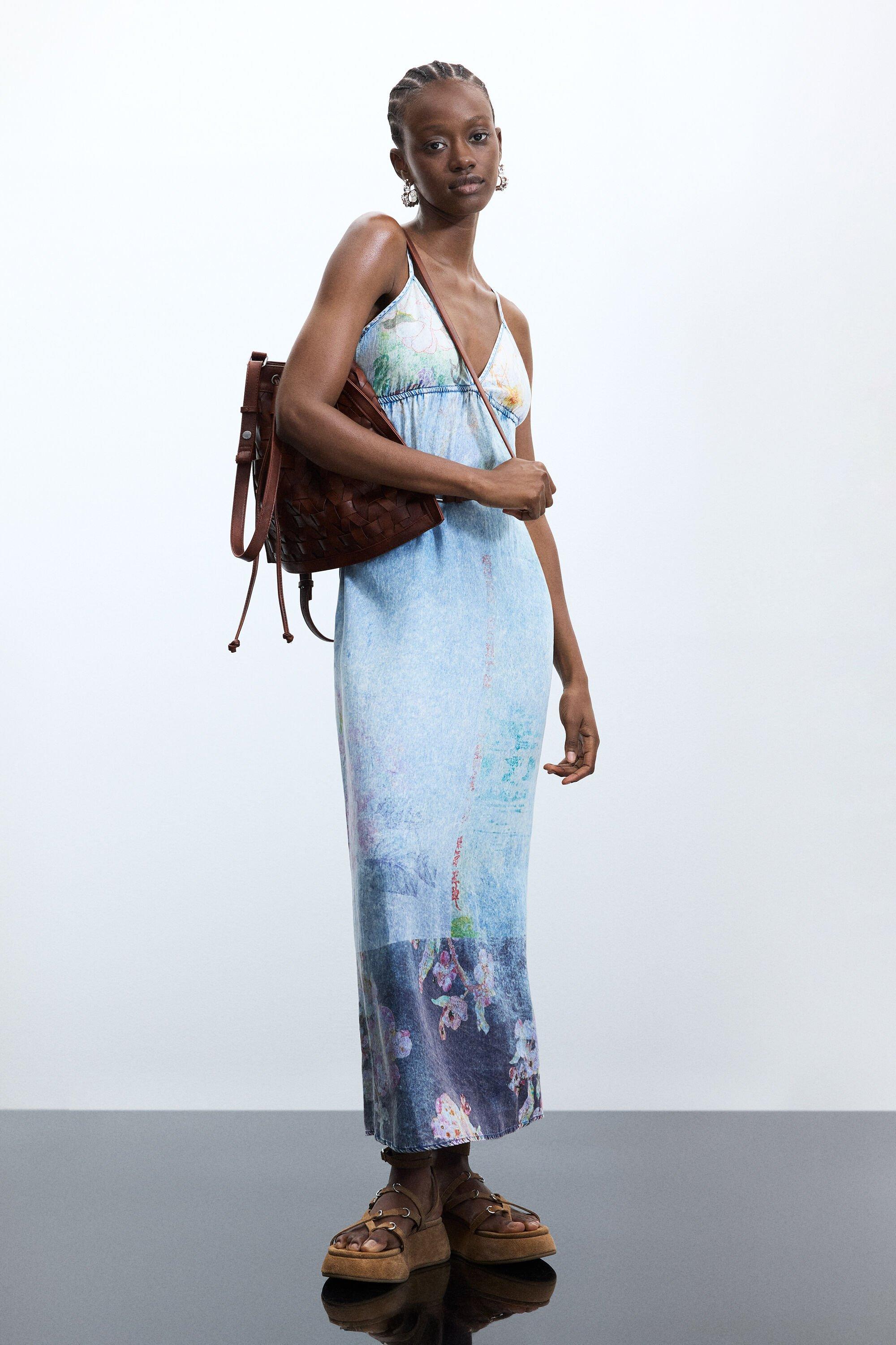 Long Denim Strappy Dress by DESIGUAL