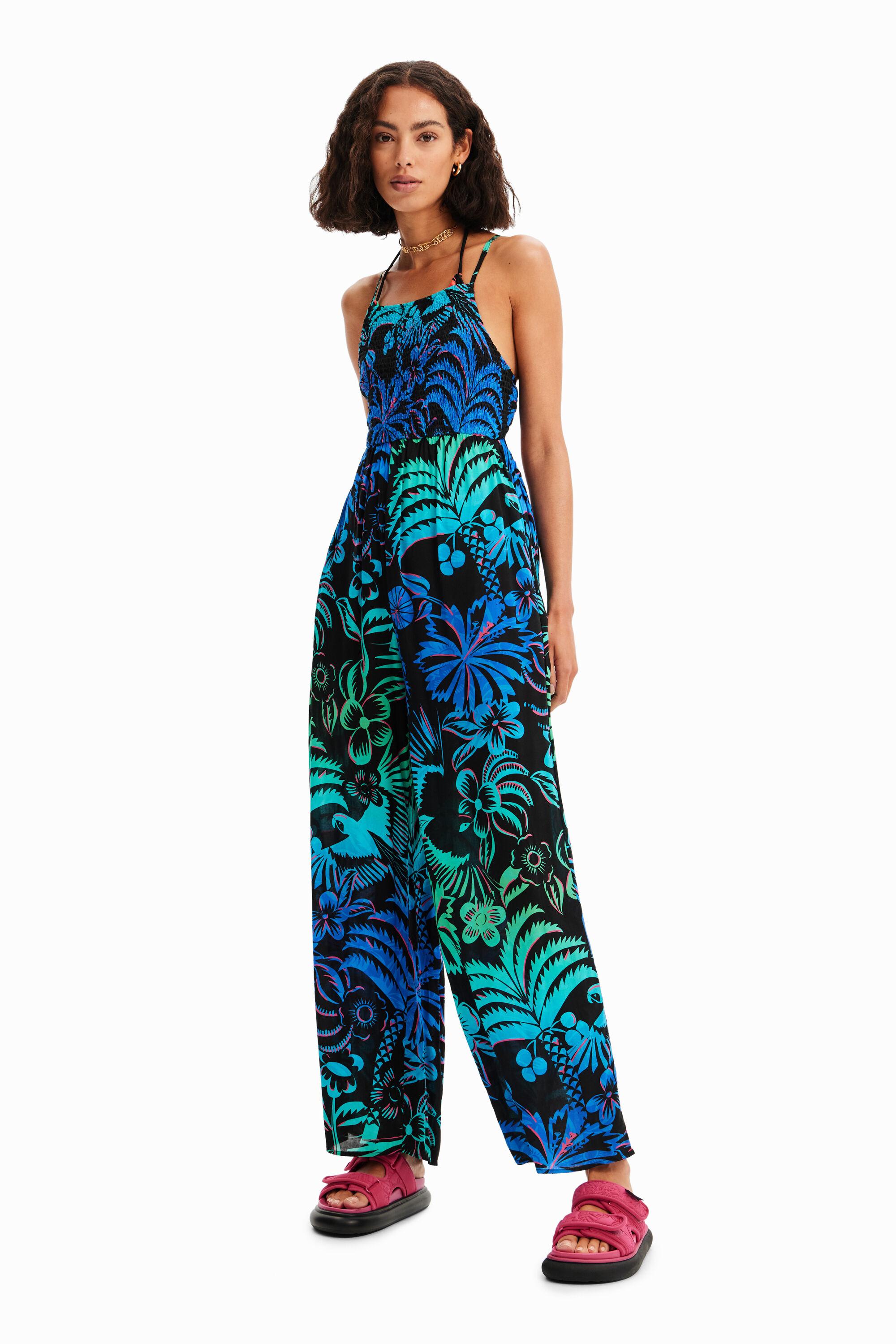 Long tropical strappy jumpsuit by DESIGUAL