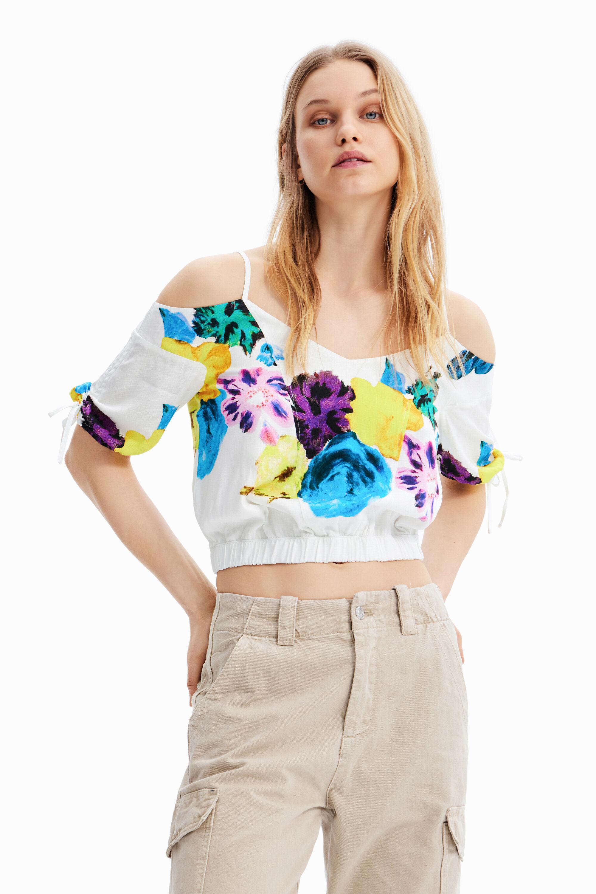 M. Christian Lacroix short gathered floral blouse by DESIGUAL