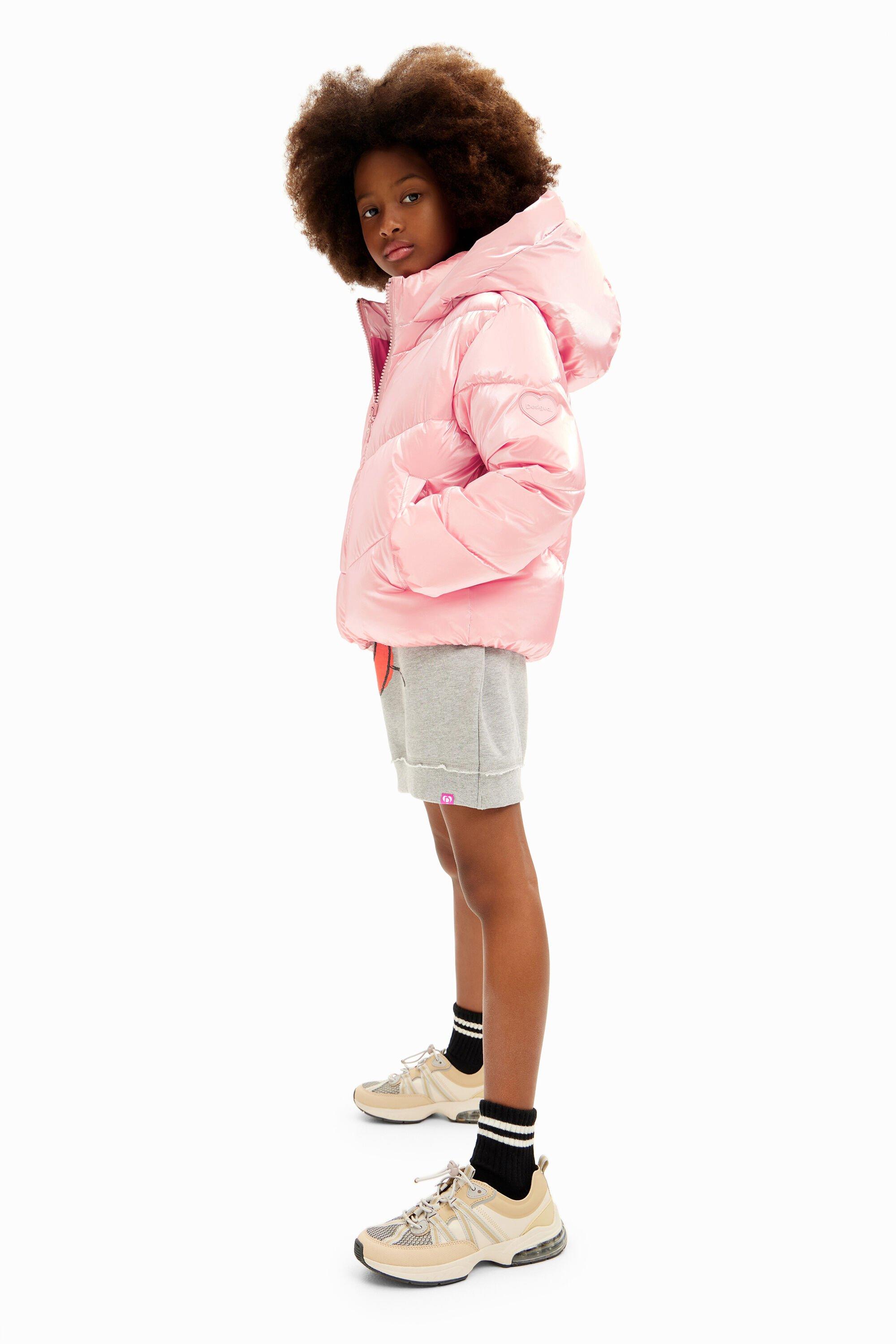 Metallic padded coat with hood by DESIGUAL