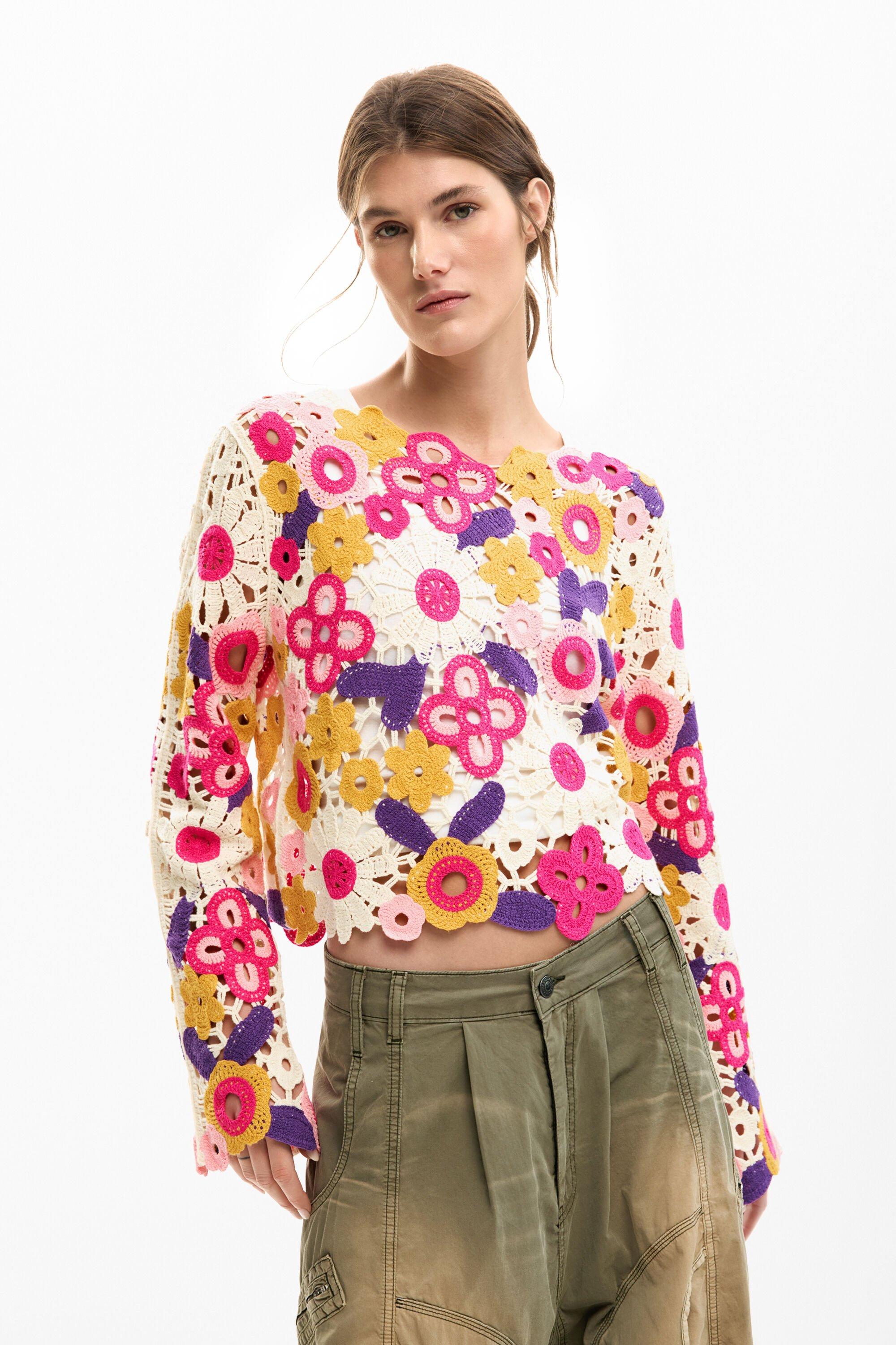 Multicolor crochet sweater by DESIGUAL