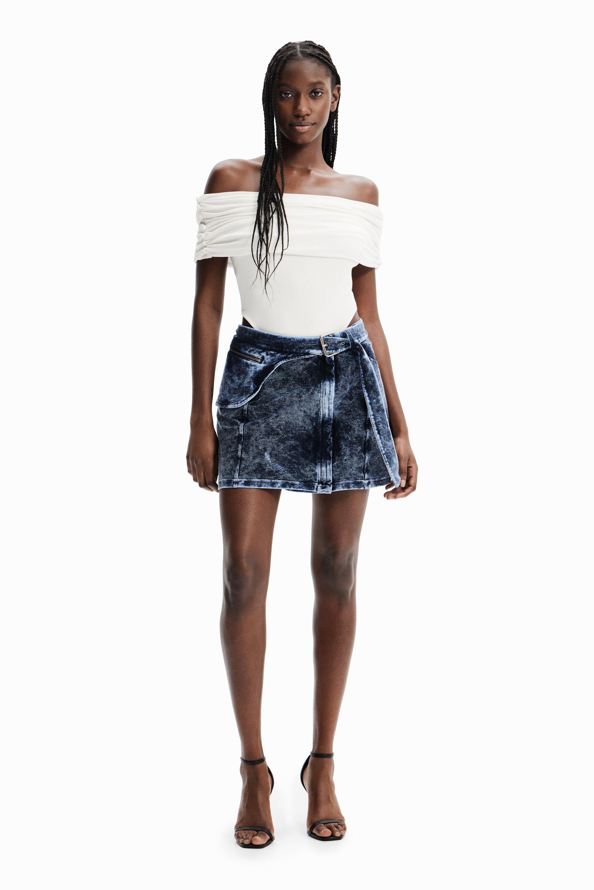 Nathy Peluso draped neckline bodysuit by DESIGUAL