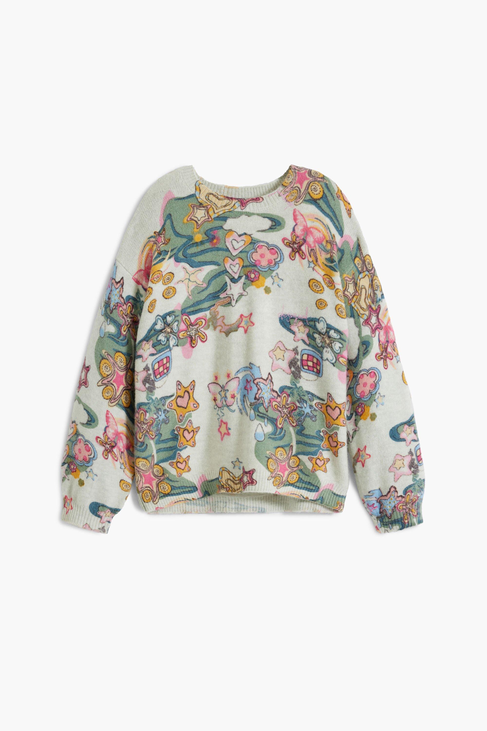 Patterned figures sweater by DESIGUAL