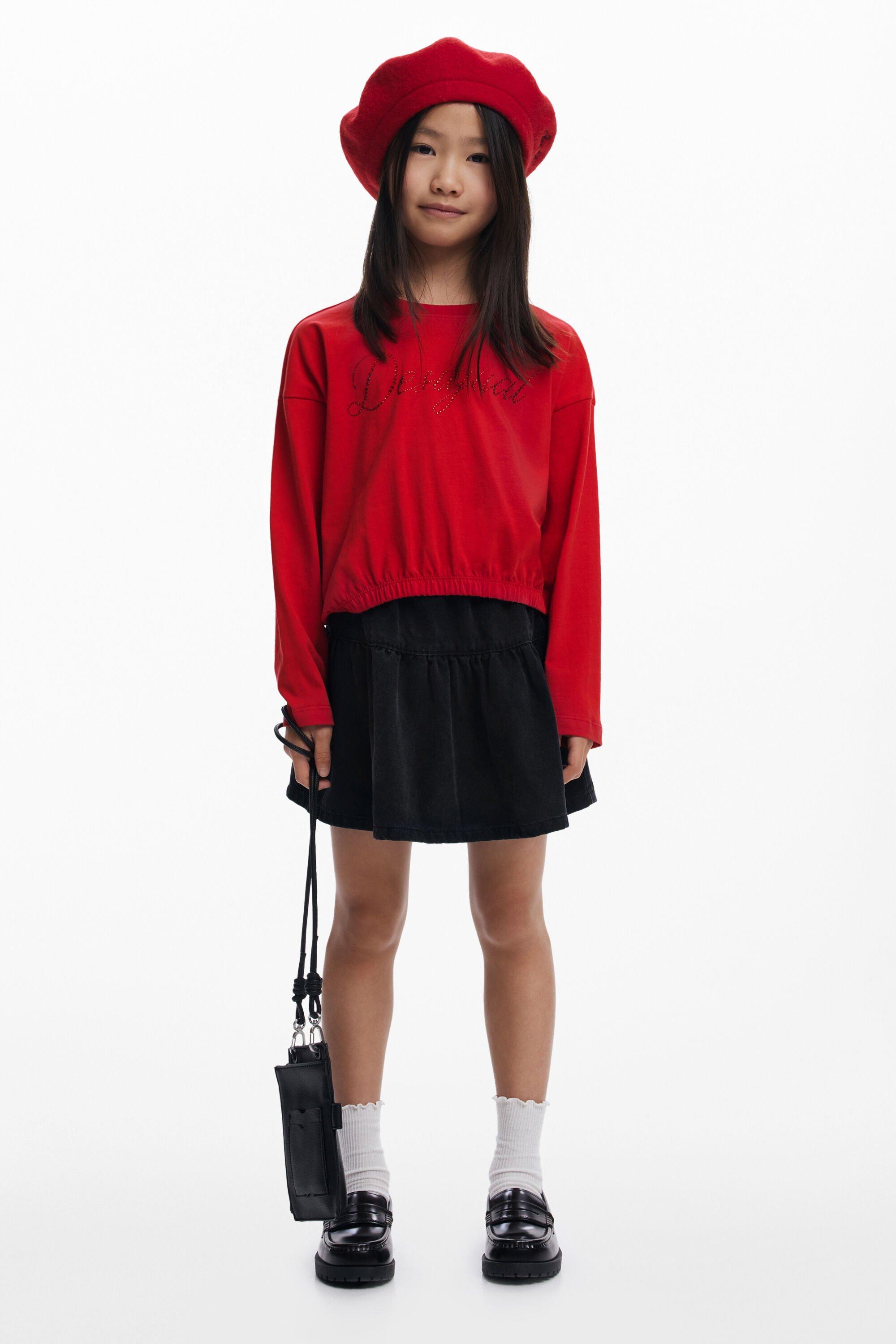 Plain T-shirt with strass logo by DESIGUAL Plain T-shirt with strass logo by DESIGUAL