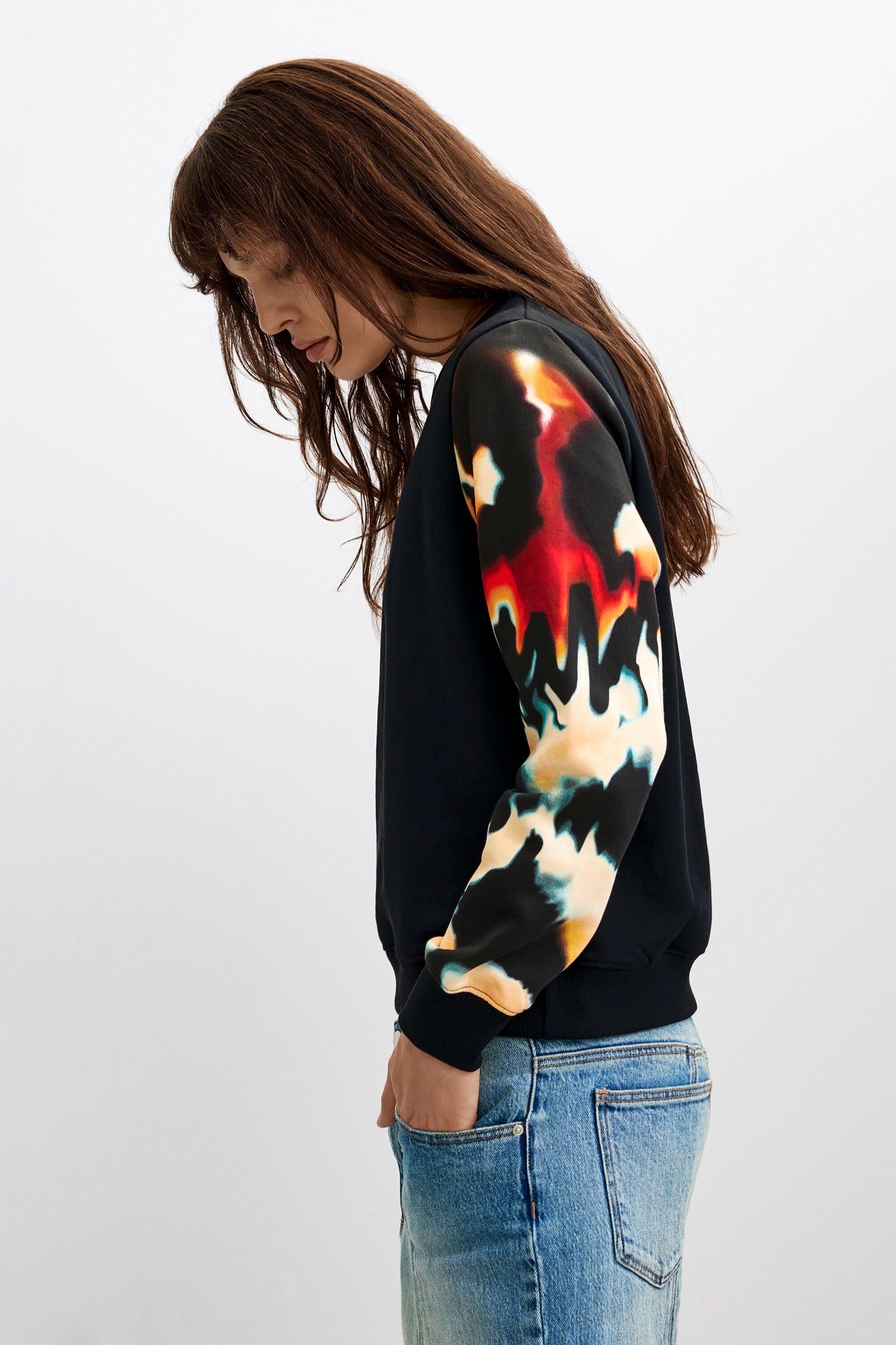 Printed Sleeve Sweatshirt 100% Cotton by DESIGUAL