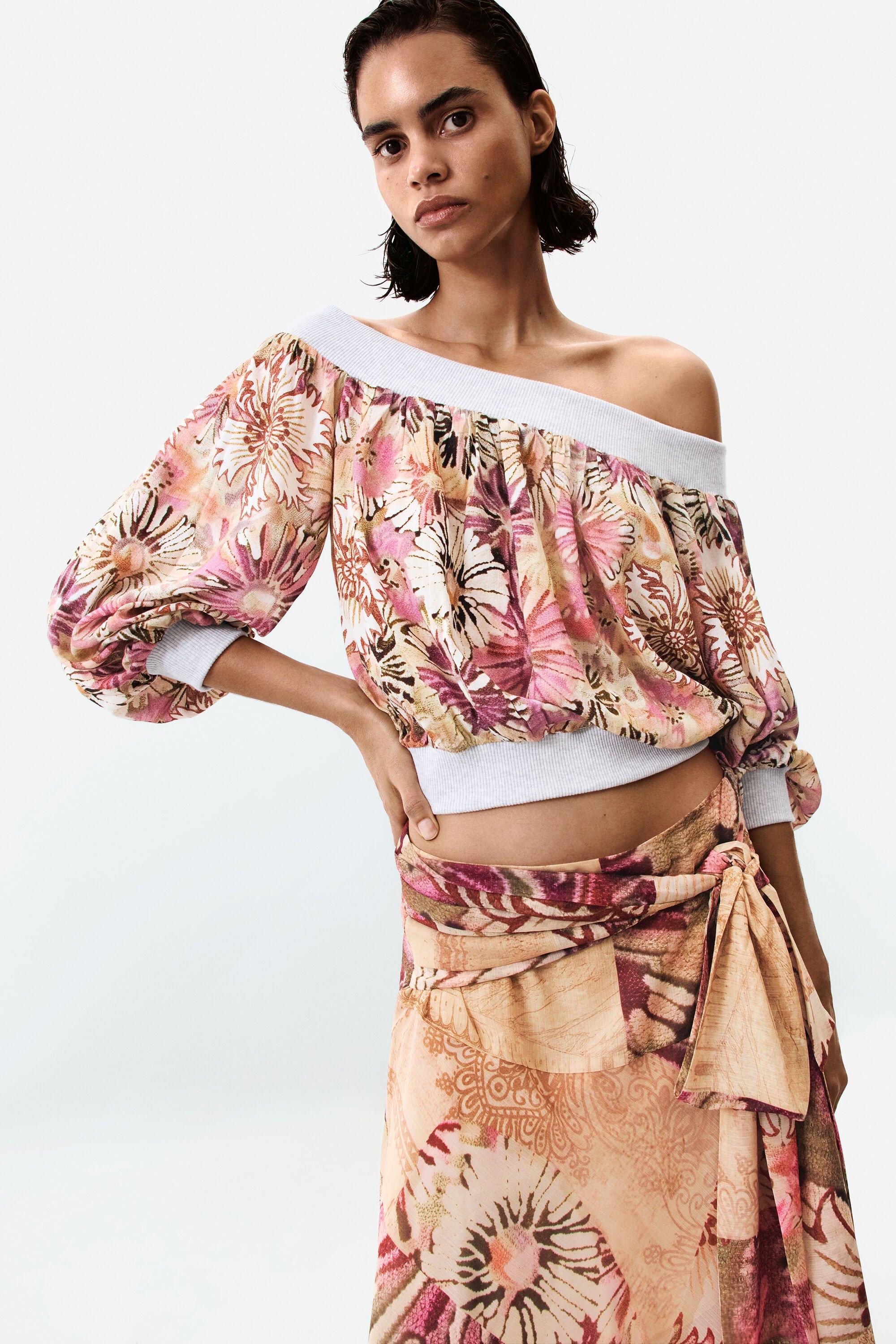 Printed Strapless Blouse by DESIGUAL
