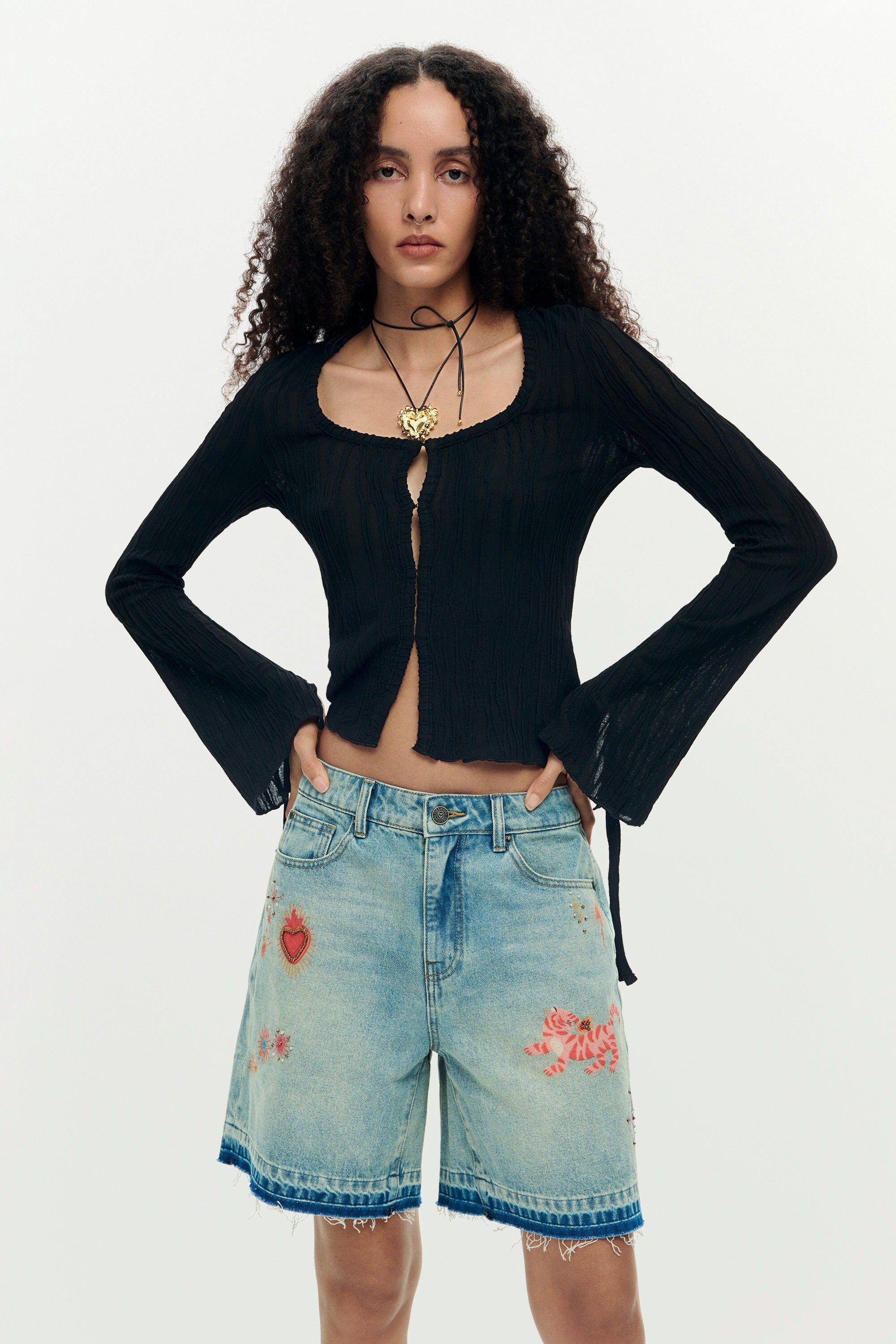 Printed denim bermuda by DESIGUAL