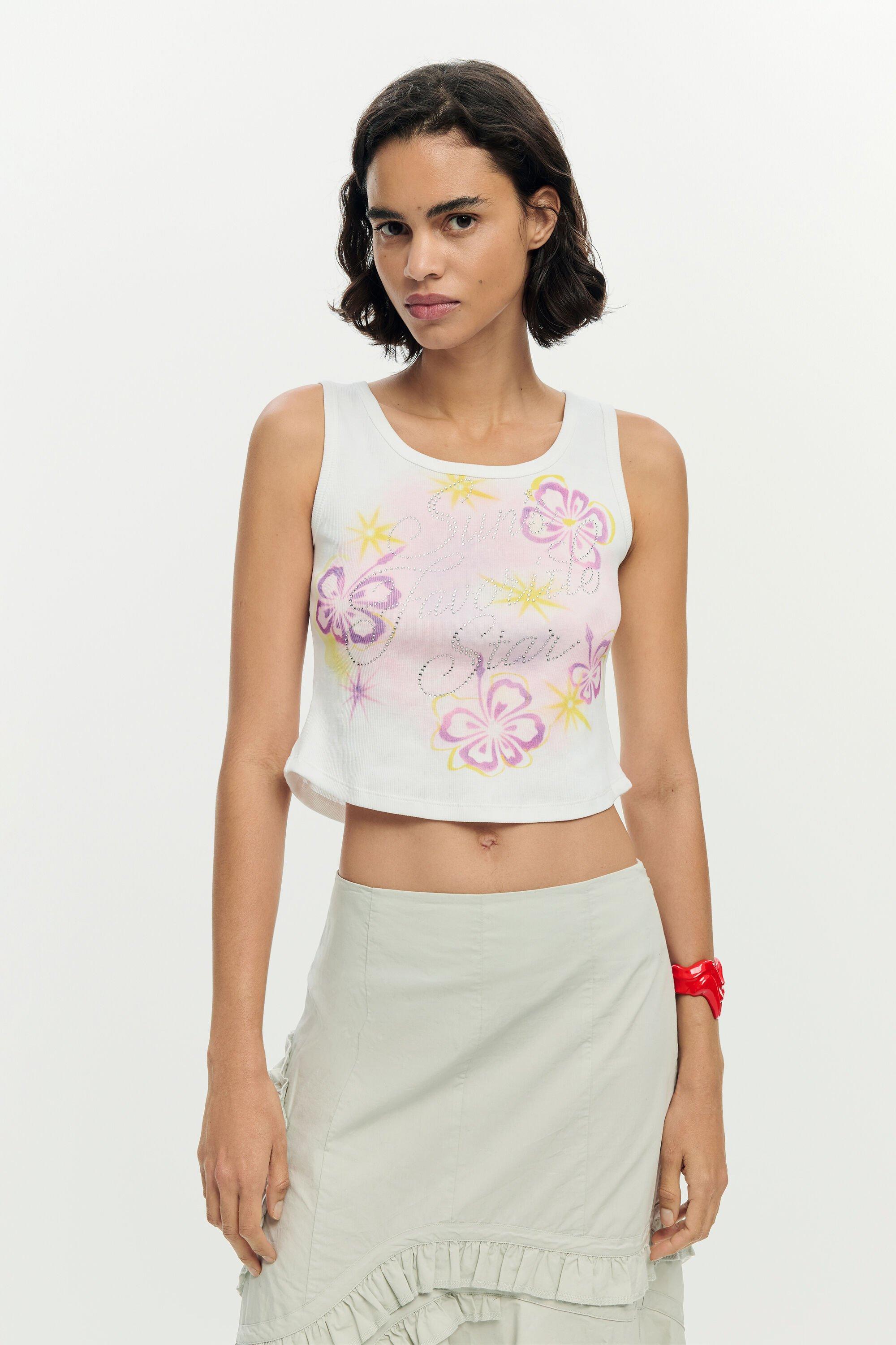 Printed strappy t-shirt by DESIGUAL